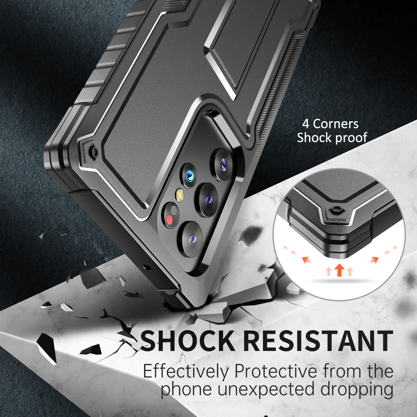 FITO for Samsung Galaxy S23 Ultra Case, Dual Layer Shockproof Heavy Duty Case for Samsung S23 Ultra Built in Kickstand
