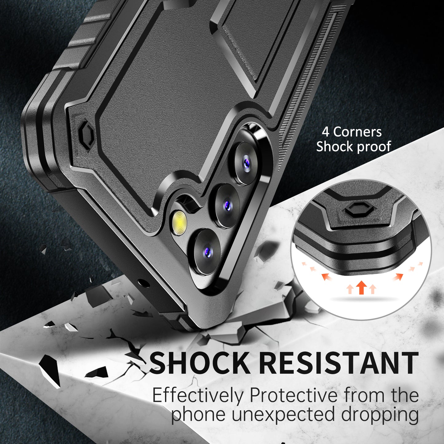 FITO Samsung Galaxy S23 Case, Dual Layer Shockproof Heavy Duty with Screen Protector & Kickstand