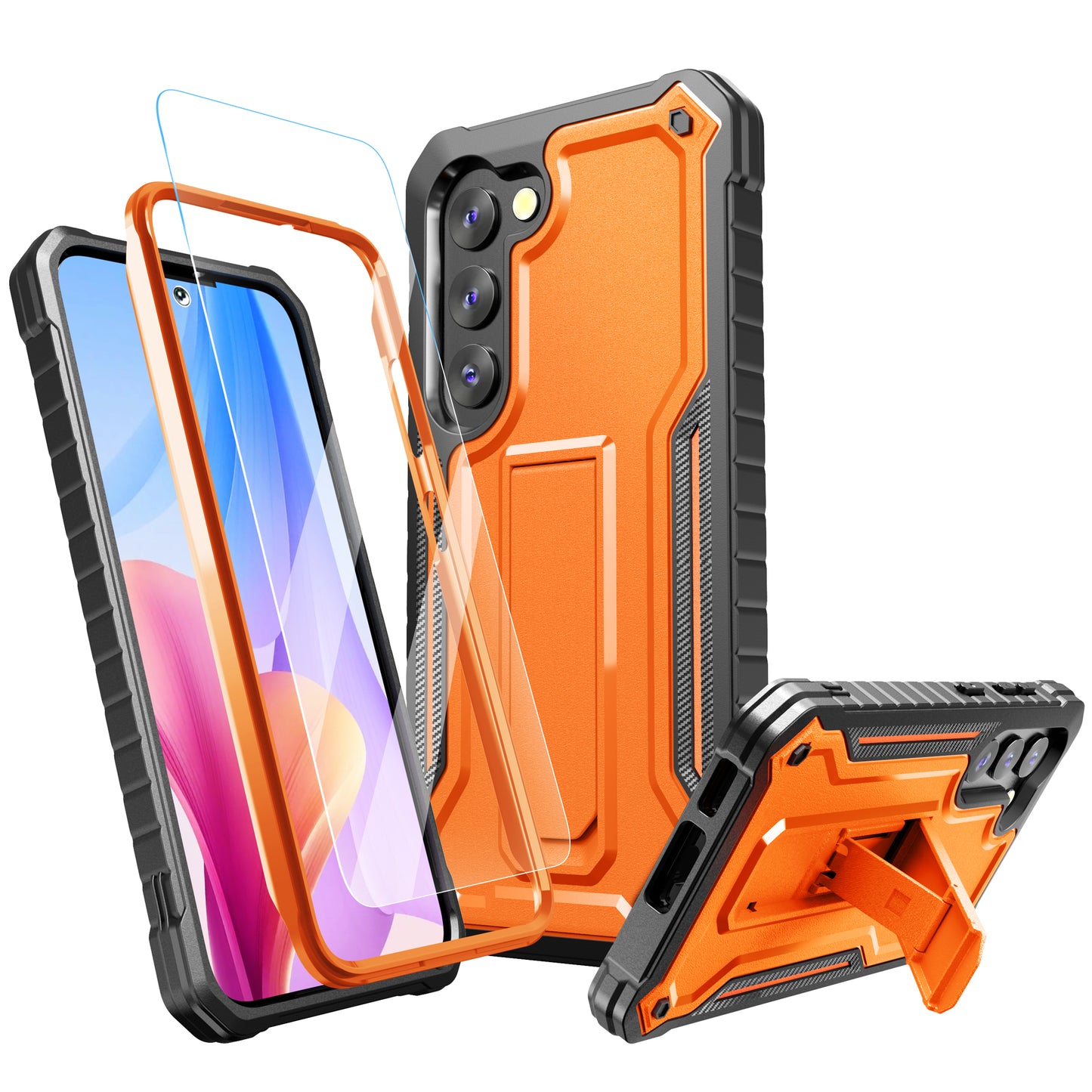 FITO Samsung Galaxy S23 Case, Dual Layer Shockproof Heavy Duty with Screen Protector & Kickstand
