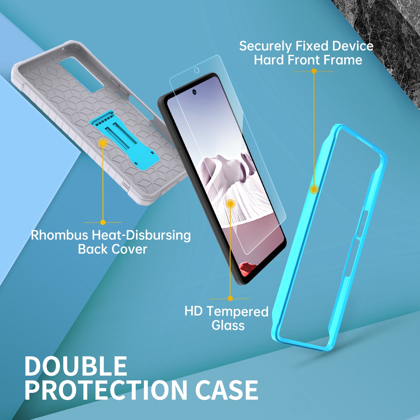 FITO for TCL Stylus 5G Case, Dual Layer Shockproof Heavy Duty Case for TCL Stylus 5G Phone with Screen Protector, Built-in Kickstand