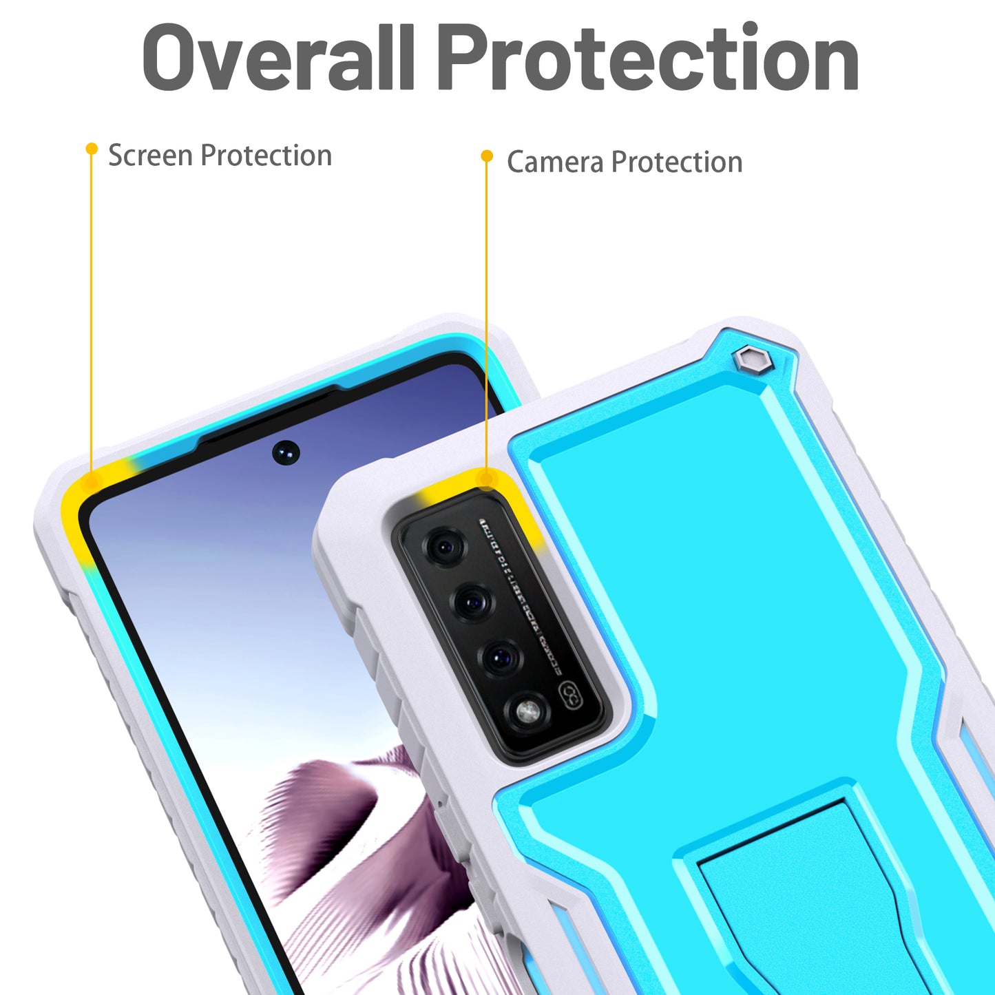 FITO for TCL Stylus 5G Case, Dual Layer Shockproof Heavy Duty Case for TCL Stylus 5G Phone with Screen Protector, Built-in Kickstand