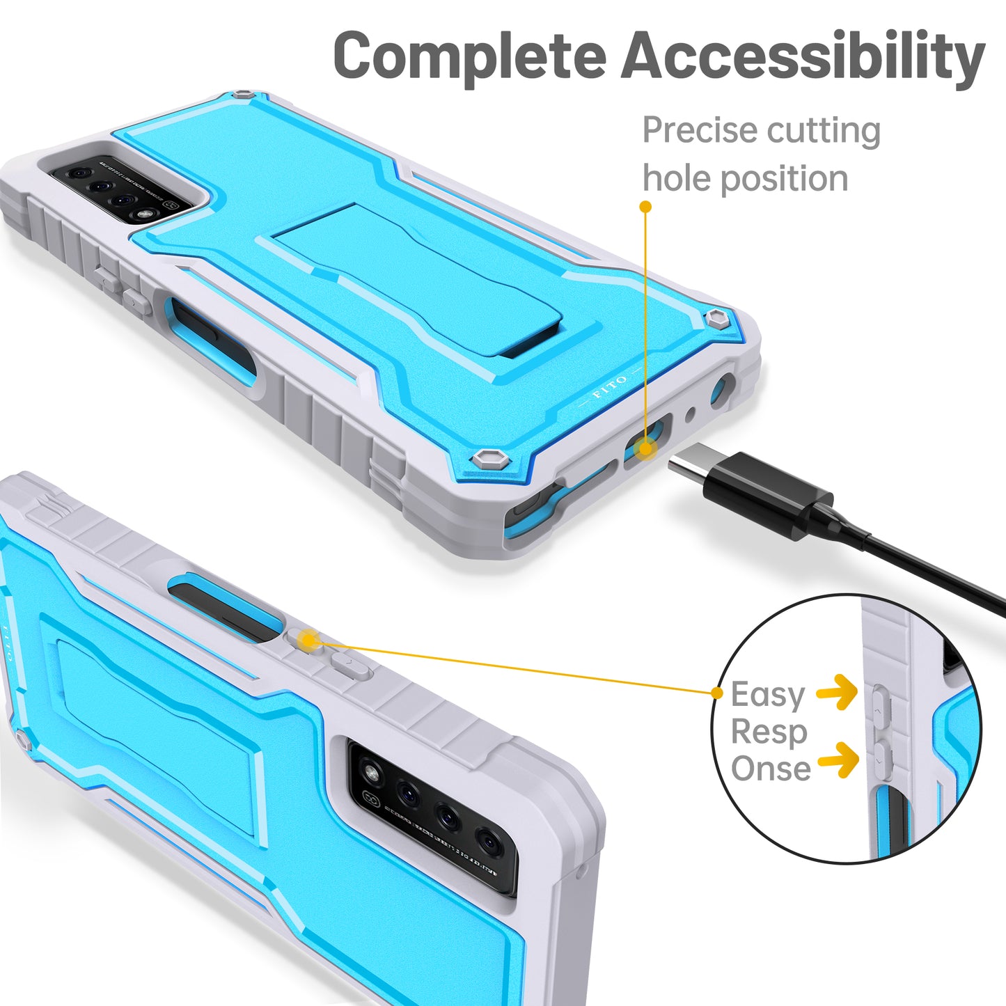 FITO for TCL Stylus 5G Case, Dual Layer Shockproof Heavy Duty Case for TCL Stylus 5G Phone with Screen Protector, Built-in Kickstand
