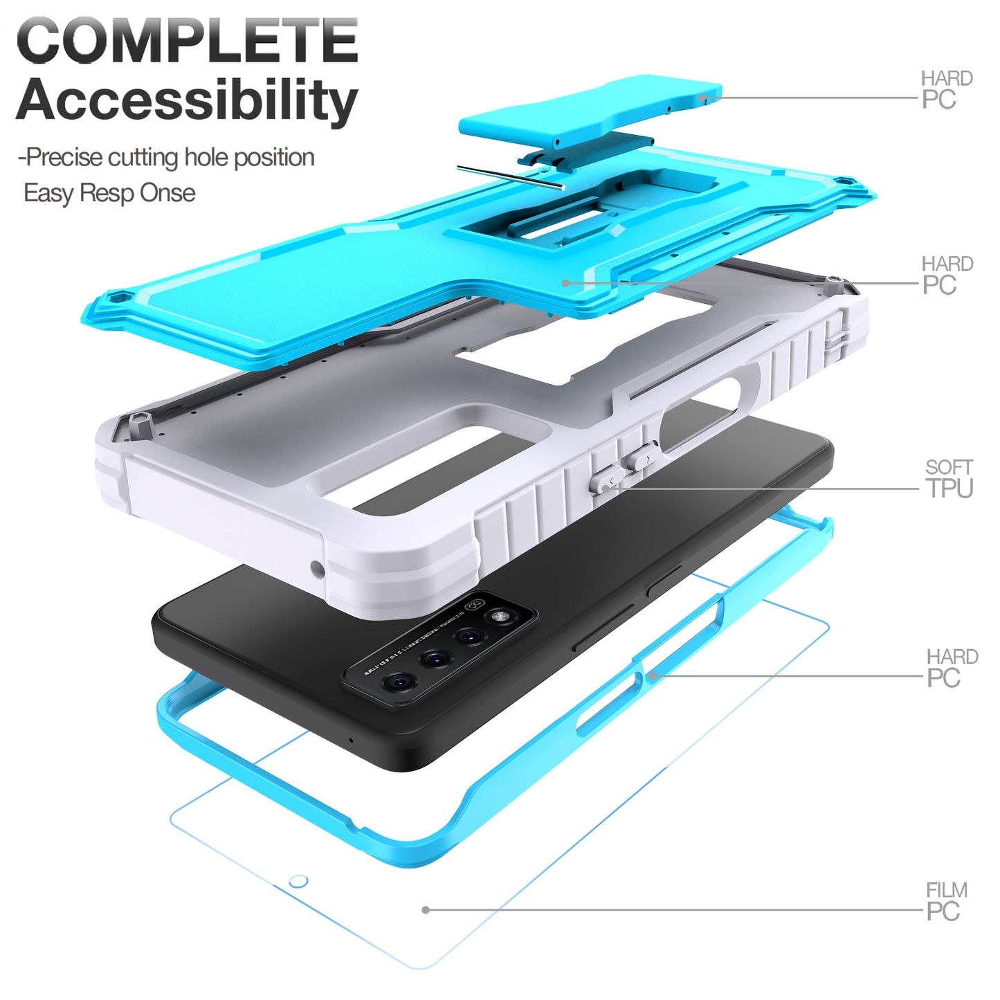 FITO for TCL Stylus 5G Case, Dual Layer Shockproof Heavy Duty Case for TCL Stylus 5G Phone with Screen Protector, Built-in Kickstand