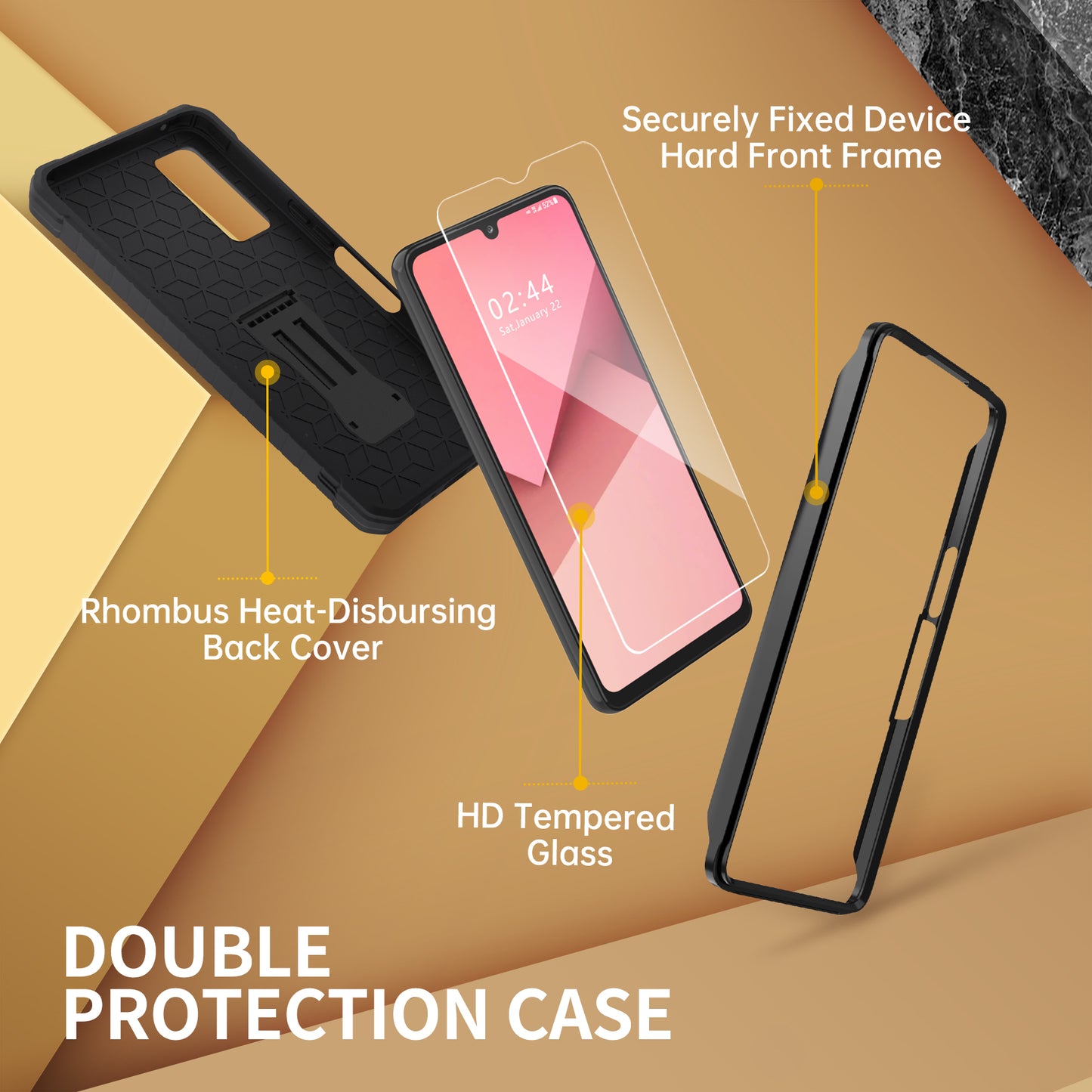 FITO for Samsung Galaxy A33 Case, Dual Layer Shockproof Heavy Duty Case for Samsung A33 5G Phone with Screen Protector, Built-in Kickstand