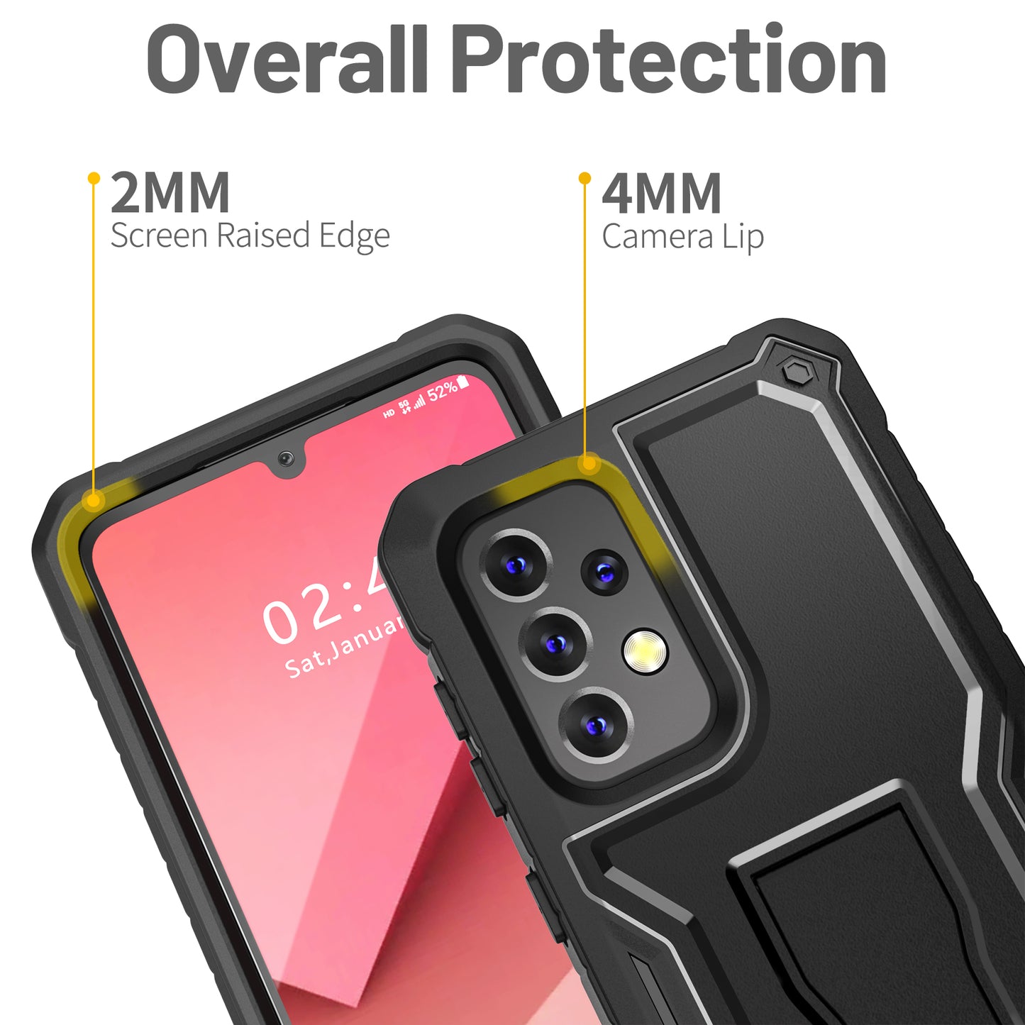 FITO for Samsung Galaxy A33 Case, Dual Layer Shockproof Heavy Duty Case for Samsung A33 5G Phone with Screen Protector, Built-in Kickstand