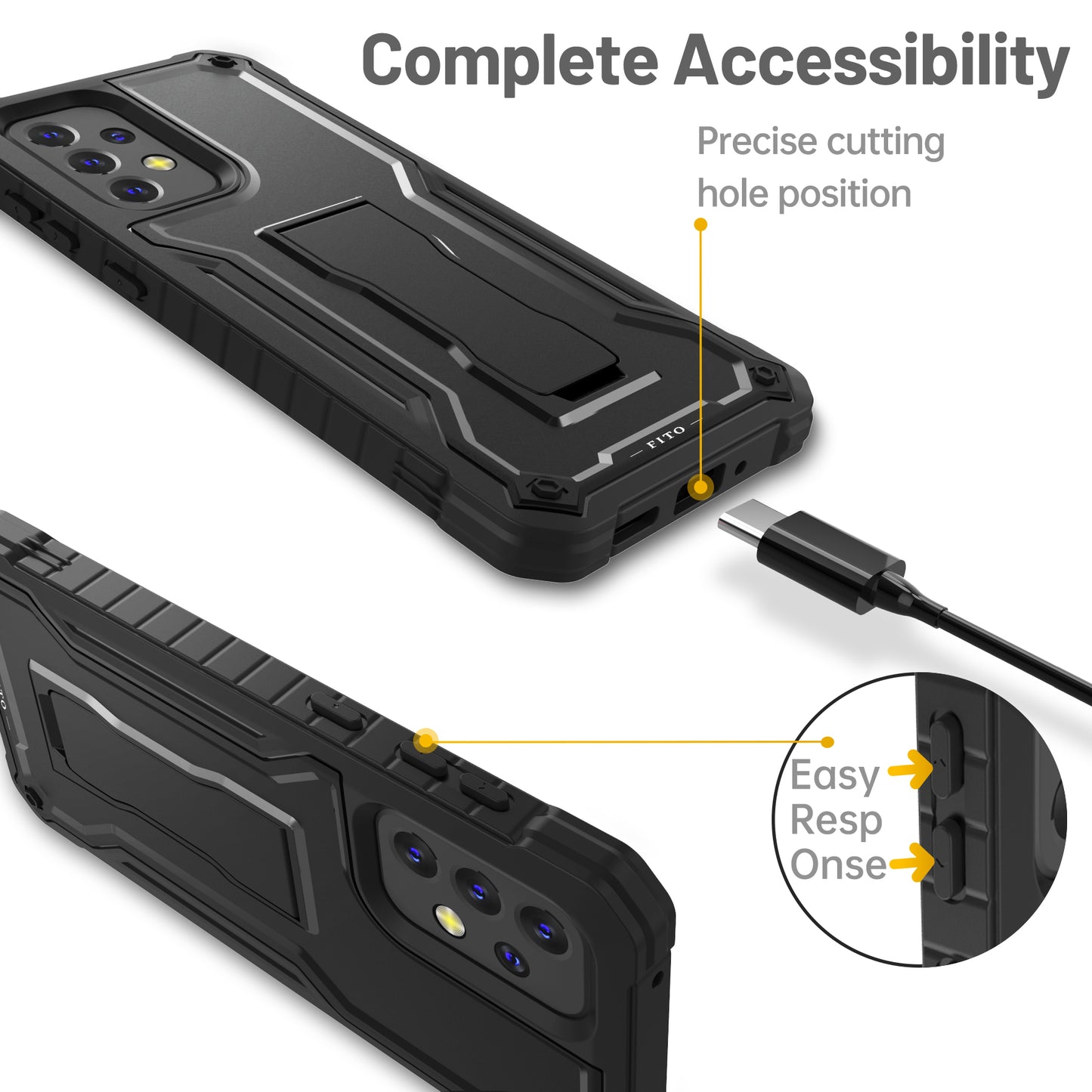 FITO for Samsung Galaxy A33 Case, Dual Layer Shockproof Heavy Duty Case for Samsung A33 5G Phone with Screen Protector, Built-in Kickstand