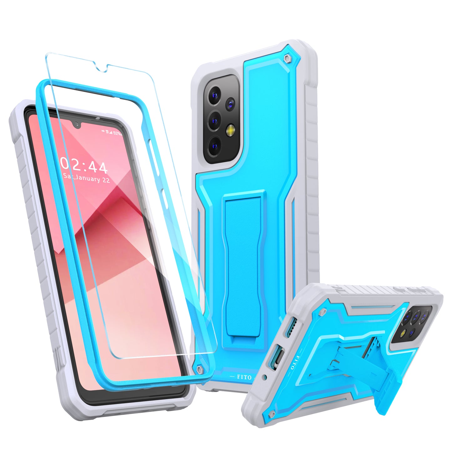 FITO for Samsung Galaxy A33 Case, Dual Layer Shockproof Heavy Duty Case for Samsung A33 5G Phone with Screen Protector, Built-in Kickstand