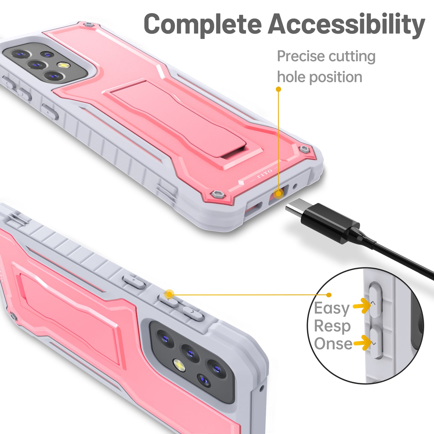 FITO for Samsung Galaxy A33 Case, Dual Layer Shockproof Heavy Duty Case for Samsung A33 5G Phone with Screen Protector, Built-in Kickstand