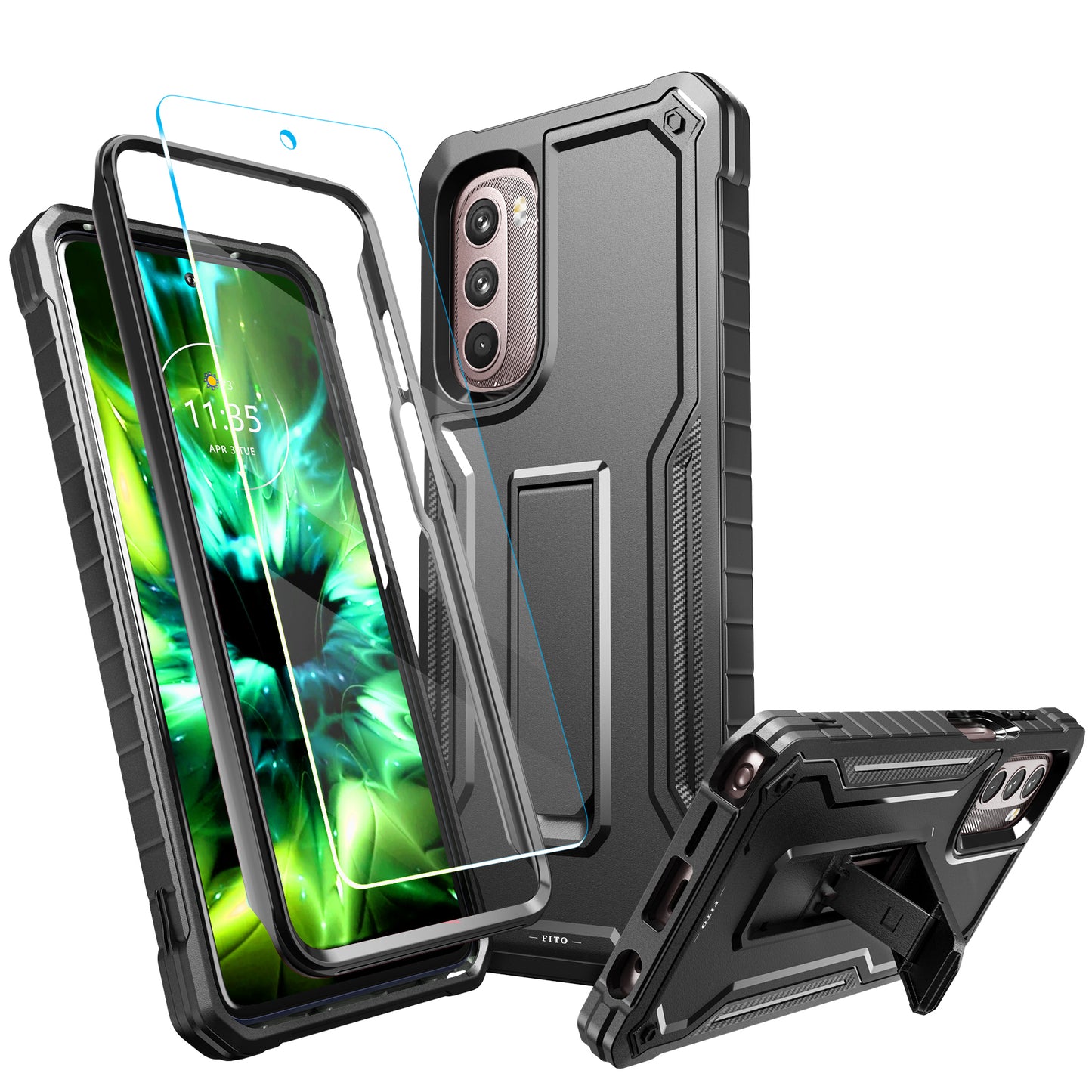FITO for Moto G Stylus 5G 2022 Case(Only for 5G Version), Dual Layer Shockproof Heavy Duty Case with Screen Protector, Built-in Kickstand