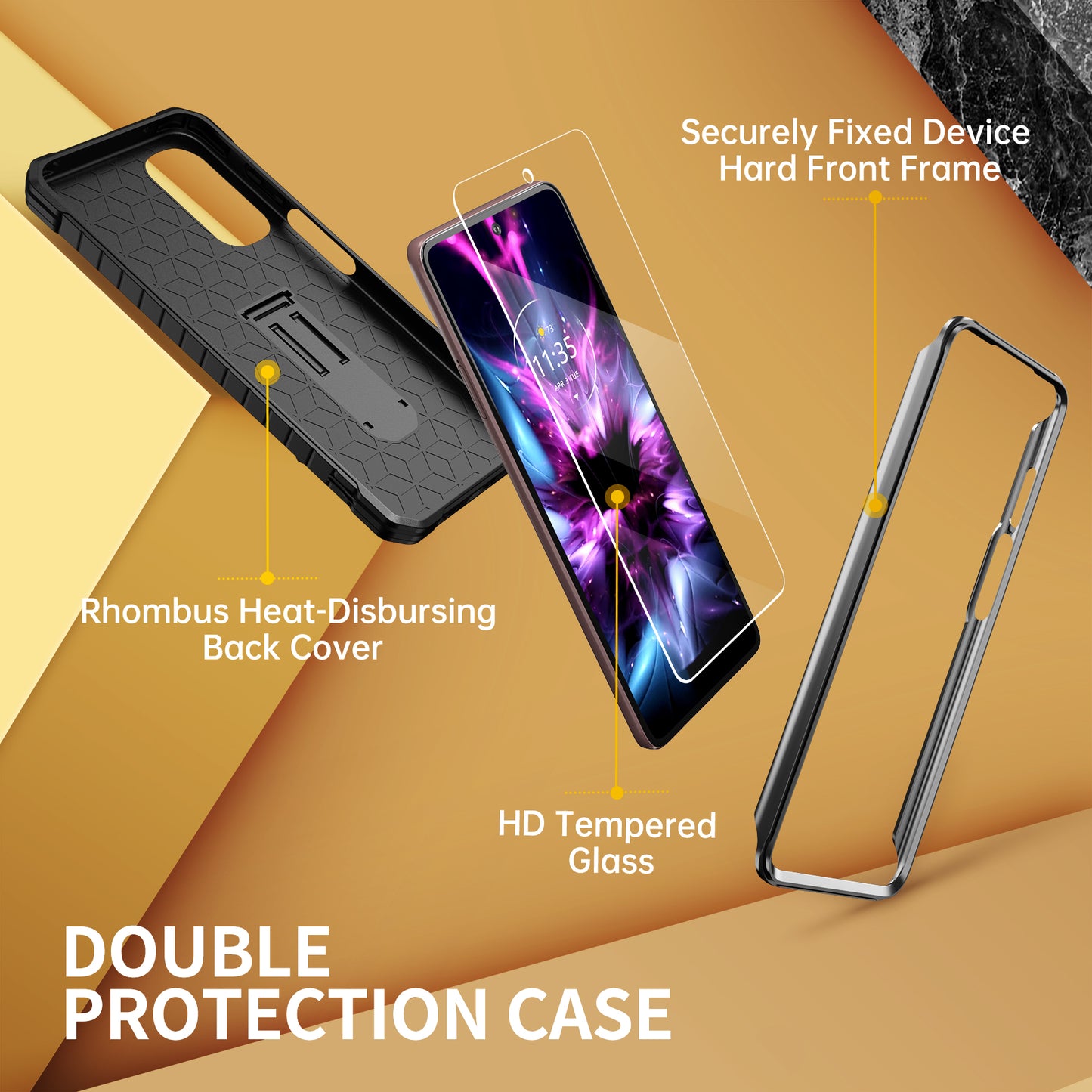 FITO for Moto G Stylus 2022 Case, Dual Layer Shockproof Heavy Duty Case for Moto G Stylus 2022 Phone with Screen Protector, Built-in Kickstand