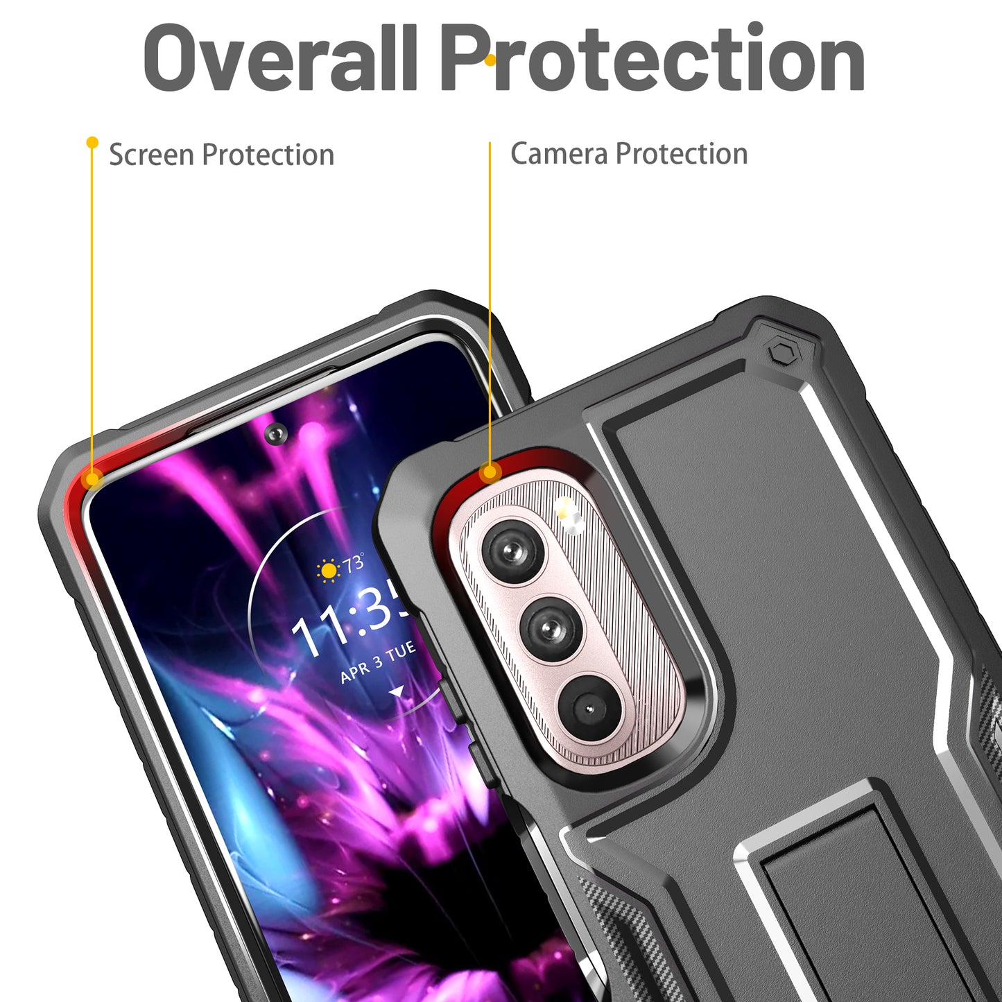 FITO for Moto G Stylus 2022 Case, Dual Layer Shockproof Heavy Duty Case for Moto G Stylus 2022 Phone with Screen Protector, Built-in Kickstand