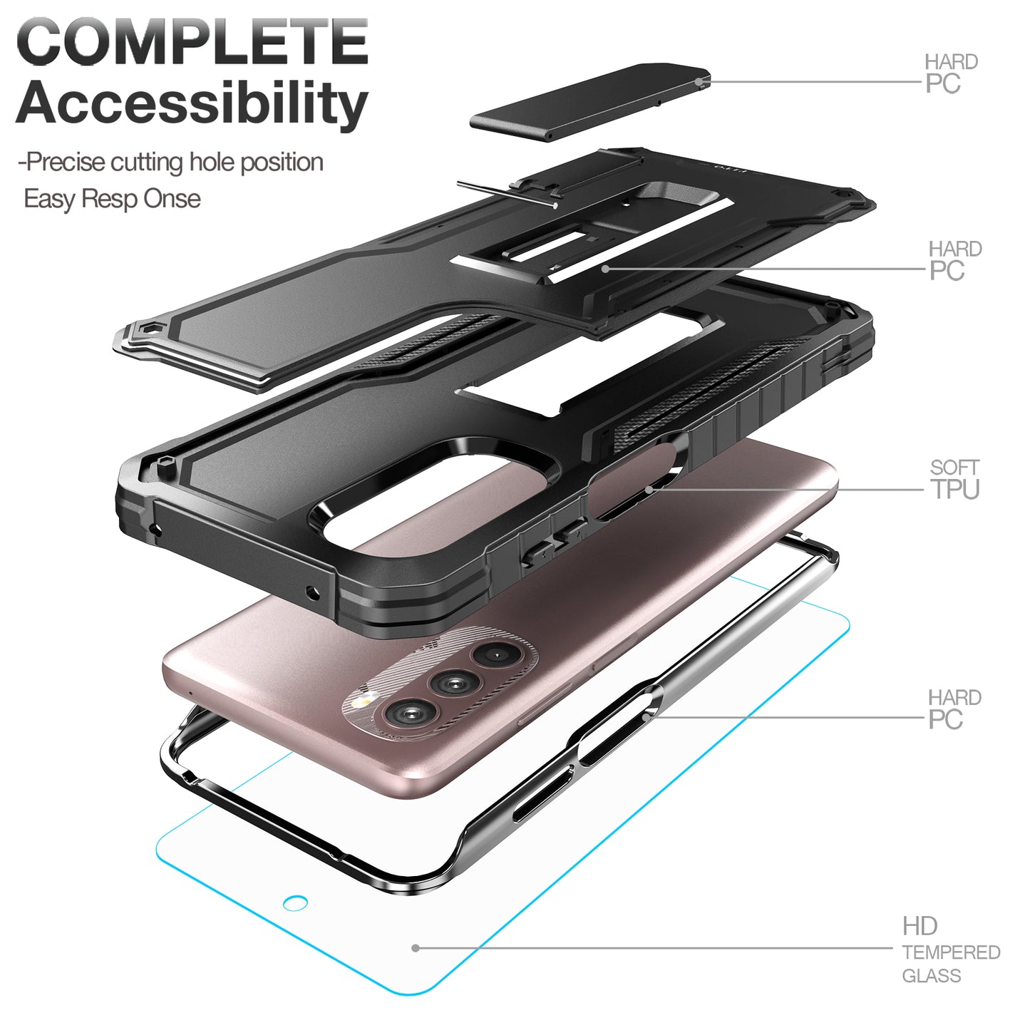 FITO for Moto G Stylus 2022 Case, Dual Layer Shockproof Heavy Duty Case for Moto G Stylus 2022 Phone with Screen Protector, Built-in Kickstand
