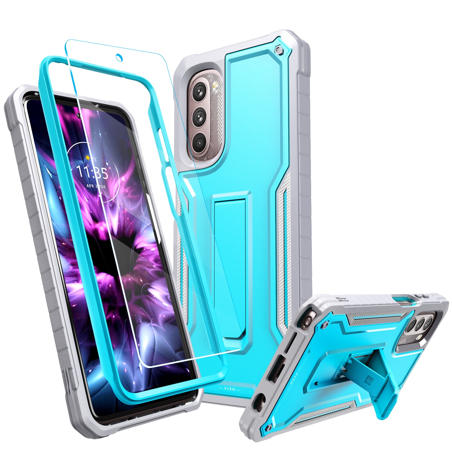 FITO for Moto G Stylus 2022 Case, Dual Layer Shockproof Heavy Duty Case for Moto G Stylus 2022 Phone with Screen Protector, Built-in Kickstand