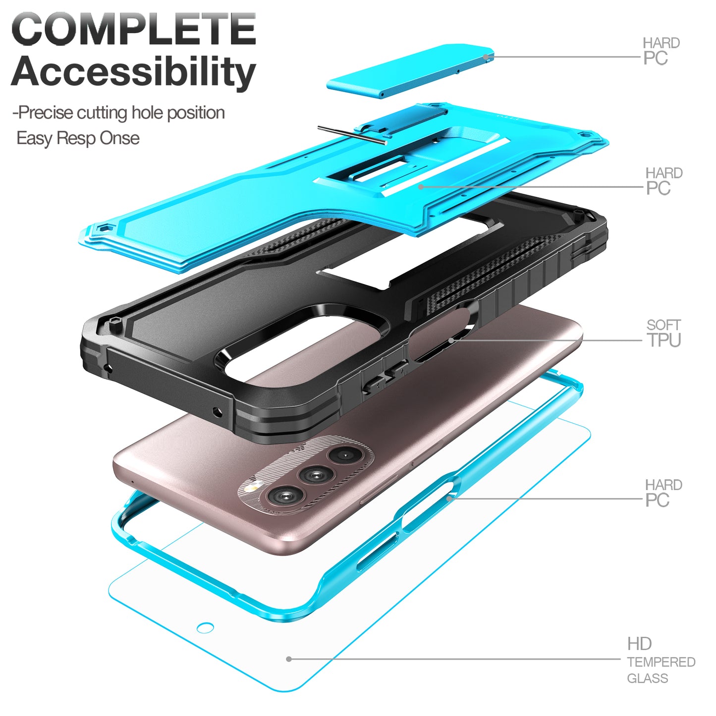 FITO for Moto G Stylus 5G 2022 Case(Only for 5G Version), Dual Layer Shockproof Heavy Duty Case with Screen Protector, Built-in Kickstand