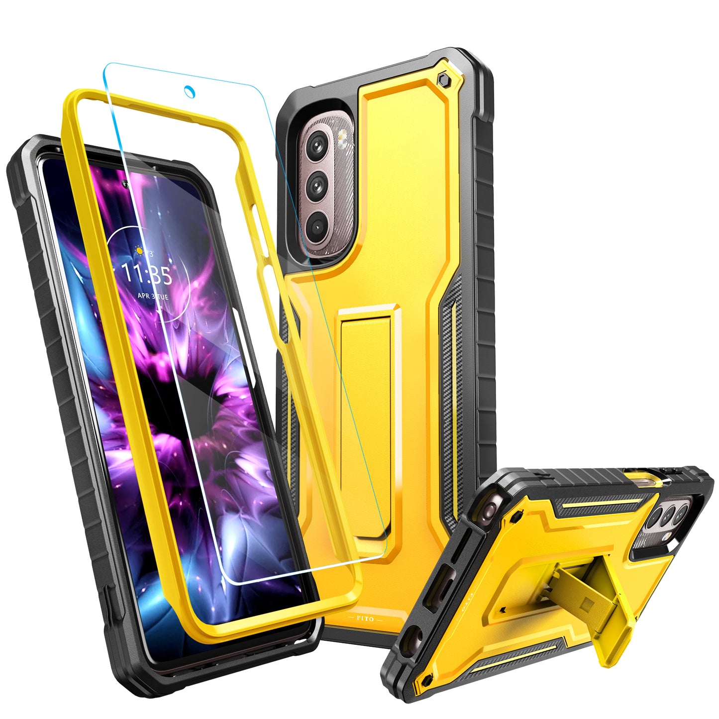FITO for Moto G Stylus 2022 Case, Dual Layer Shockproof Heavy Duty Case for Moto G Stylus 2022 Phone with Screen Protector, Built-in Kickstand