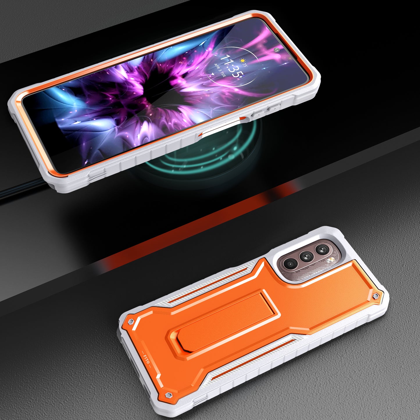 FITO for Moto G Stylus 2022 Case, Dual Layer Shockproof Heavy Duty Case for Moto G Stylus 2022 Phone with Screen Protector, Built-in Kickstand