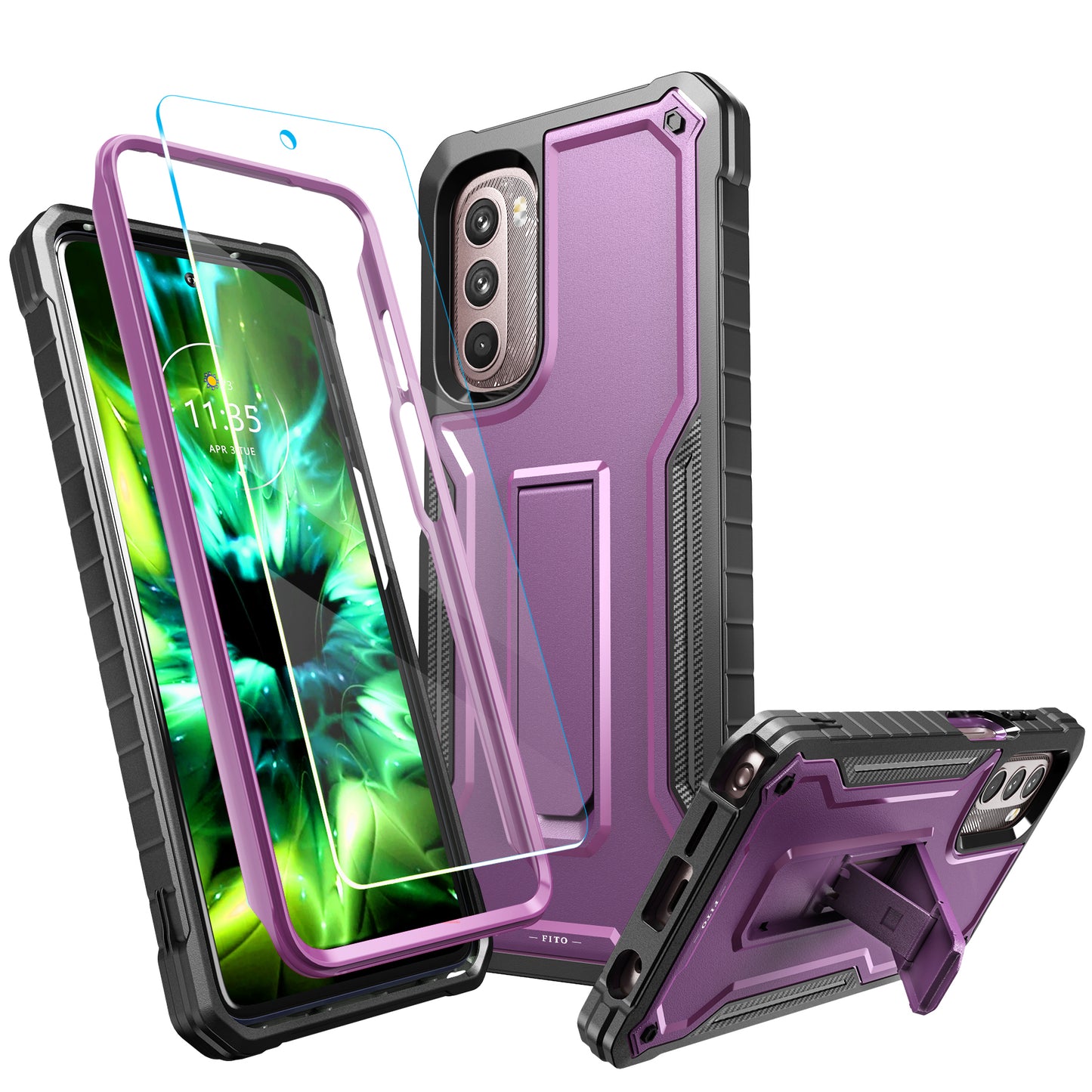 FITO for Moto G Stylus 5G 2022 Case(Only for 5G Version), Dual Layer Shockproof Heavy Duty Case with Screen Protector, Built-in Kickstand