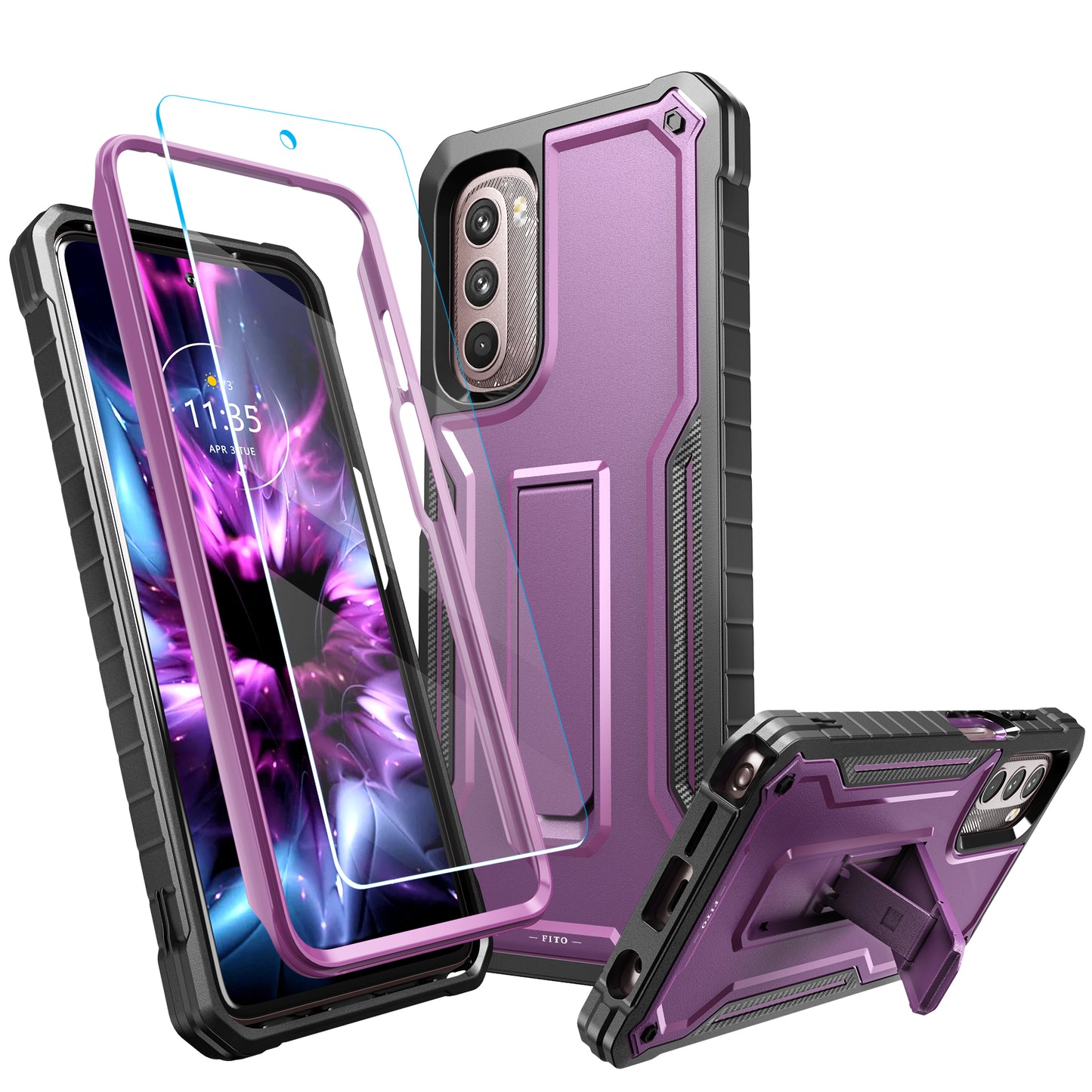FITO for Moto G Stylus 2022 Case, Dual Layer Shockproof Heavy Duty Case for Moto G Stylus 2022 Phone with Screen Protector, Built-in Kickstand
