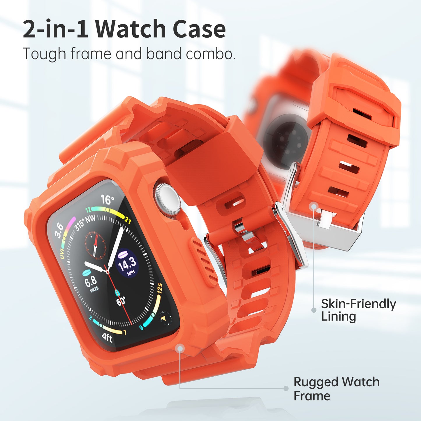 FITO Compatible with Apple Watch Bands 38mm 40mm Series with Case, Rugged Breathable TPU Sport Strap Bands Applicable to iWatch Series 8/SE 2022/7/6/5/4/3/2/1/SE