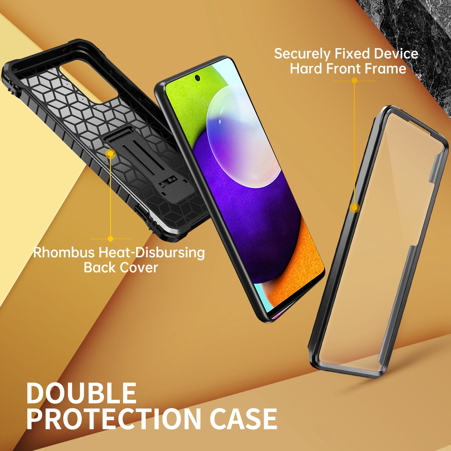 FITO Samsung A52 Case Built in Screen Protector, Dual Layer Shockproof Heavy Duty Case with Kickstand Compatible with Samsung Galaxy A52 Phone