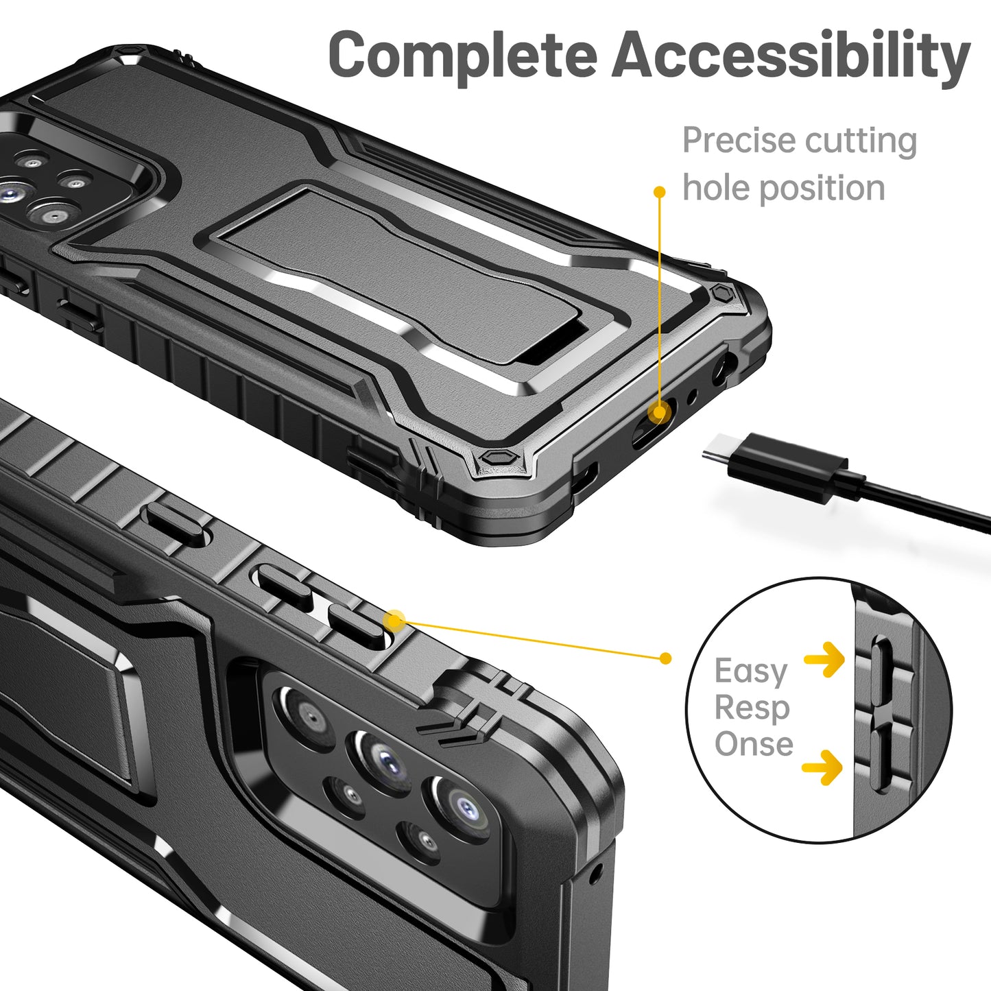 FITO Samsung A52 Case Built in Screen Protector, Dual Layer Shockproof Heavy Duty Case with Kickstand Compatible with Samsung Galaxy A52 Phone