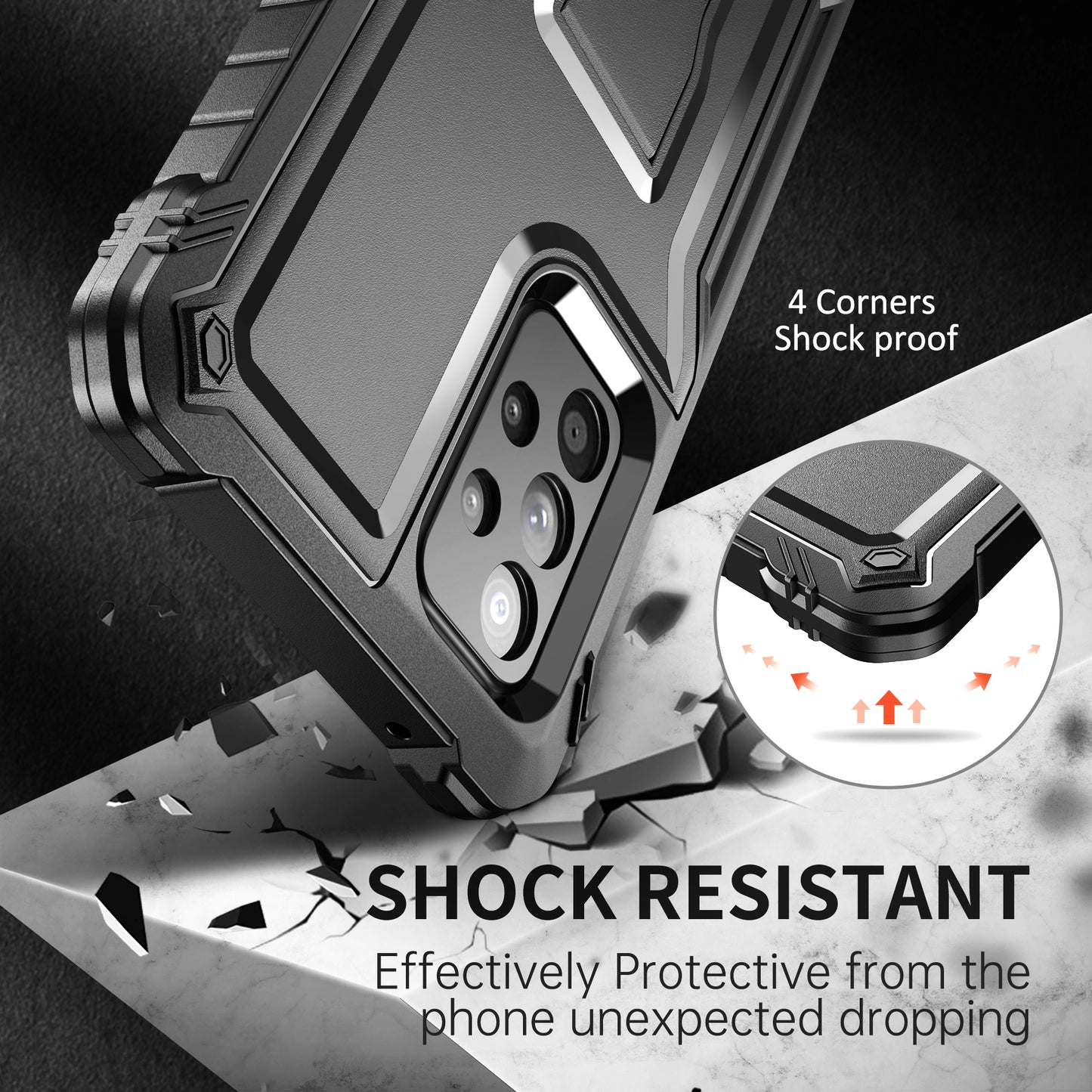 FITO Samsung A52 Case Built in Screen Protector, Dual Layer Shockproof Heavy Duty Case with Kickstand Compatible with Samsung Galaxy A52 Phone