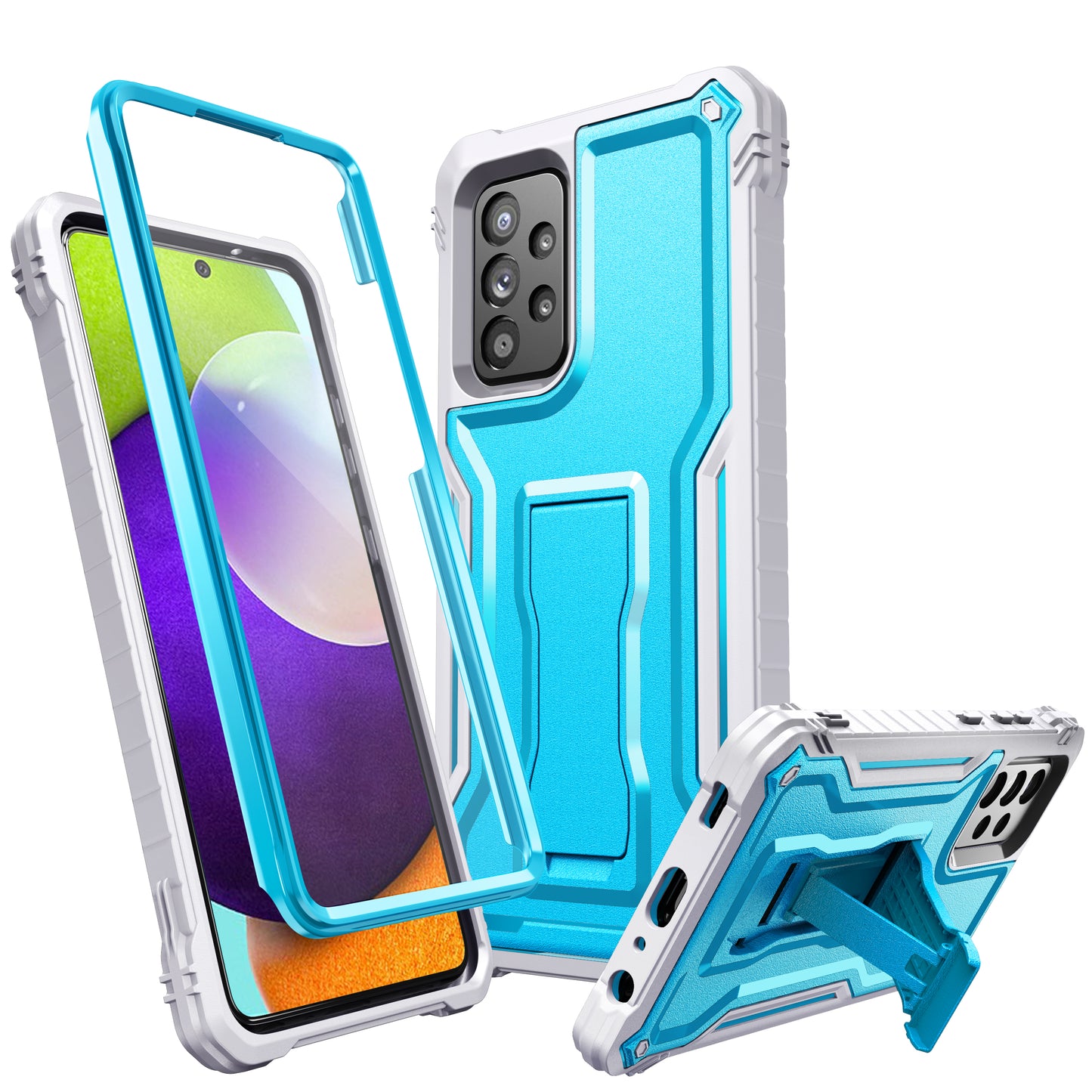 FITO Samsung A52 Case Built in Screen Protector, Dual Layer Shockproof Heavy Duty Case with Kickstand Compatible with Samsung Galaxy A52 Phone