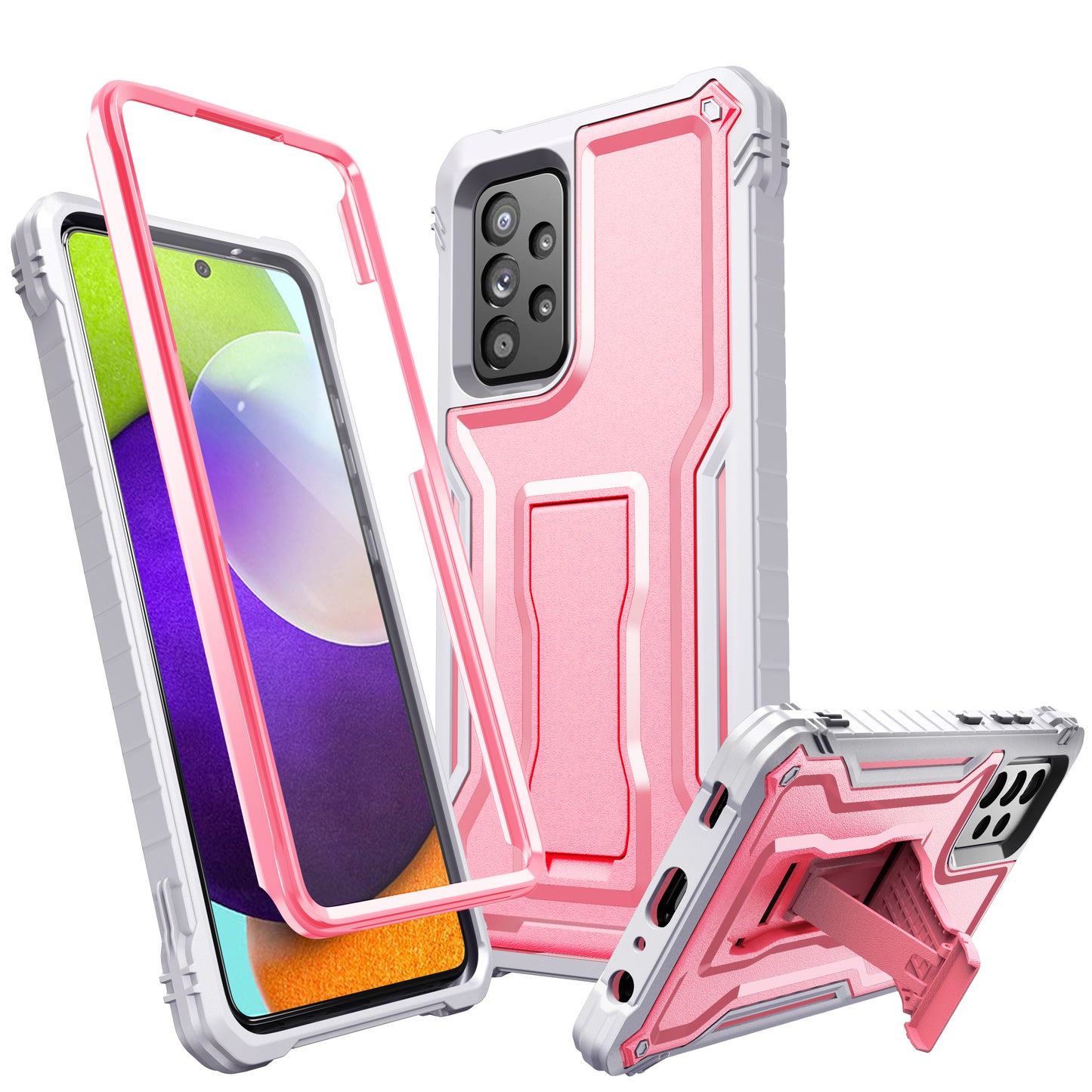 FITO Samsung A52 Case Built in Screen Protector, Dual Layer Shockproof Heavy Duty Case with Kickstand Compatible with Samsung Galaxy A52 Phone