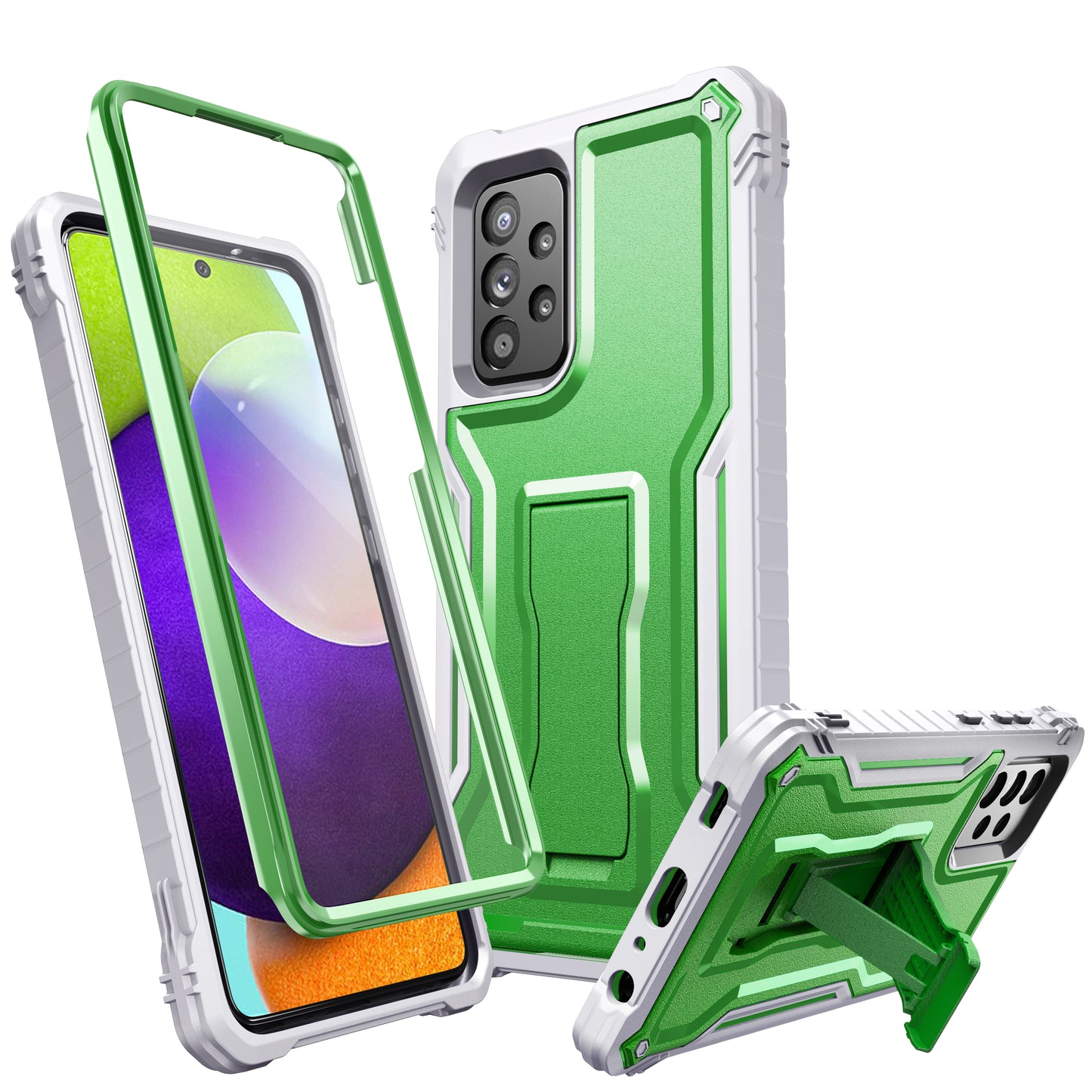 FITO Samsung A52 Case Built in Screen Protector, Dual Layer Shockproof Heavy Duty Case with Kickstand Compatible with Samsung Galaxy A52 Phone