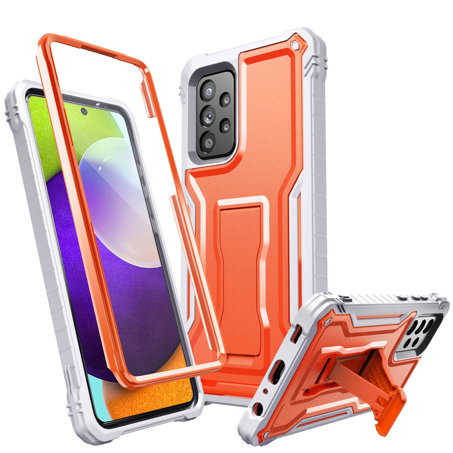 FITO Samsung A52 Case Built in Screen Protector, Dual Layer Shockproof Heavy Duty Case with Kickstand Compatible with Samsung Galaxy A52 Phone