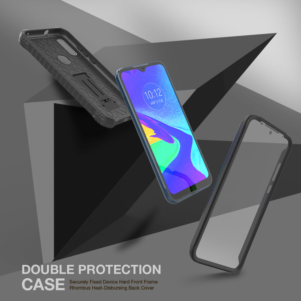 FITO Moto E Phone Case, Dual Layer Shockproof Heavy Duty Case for Motorola Moto E 2020 Phone with Screen Protector, Built-in Kickstand