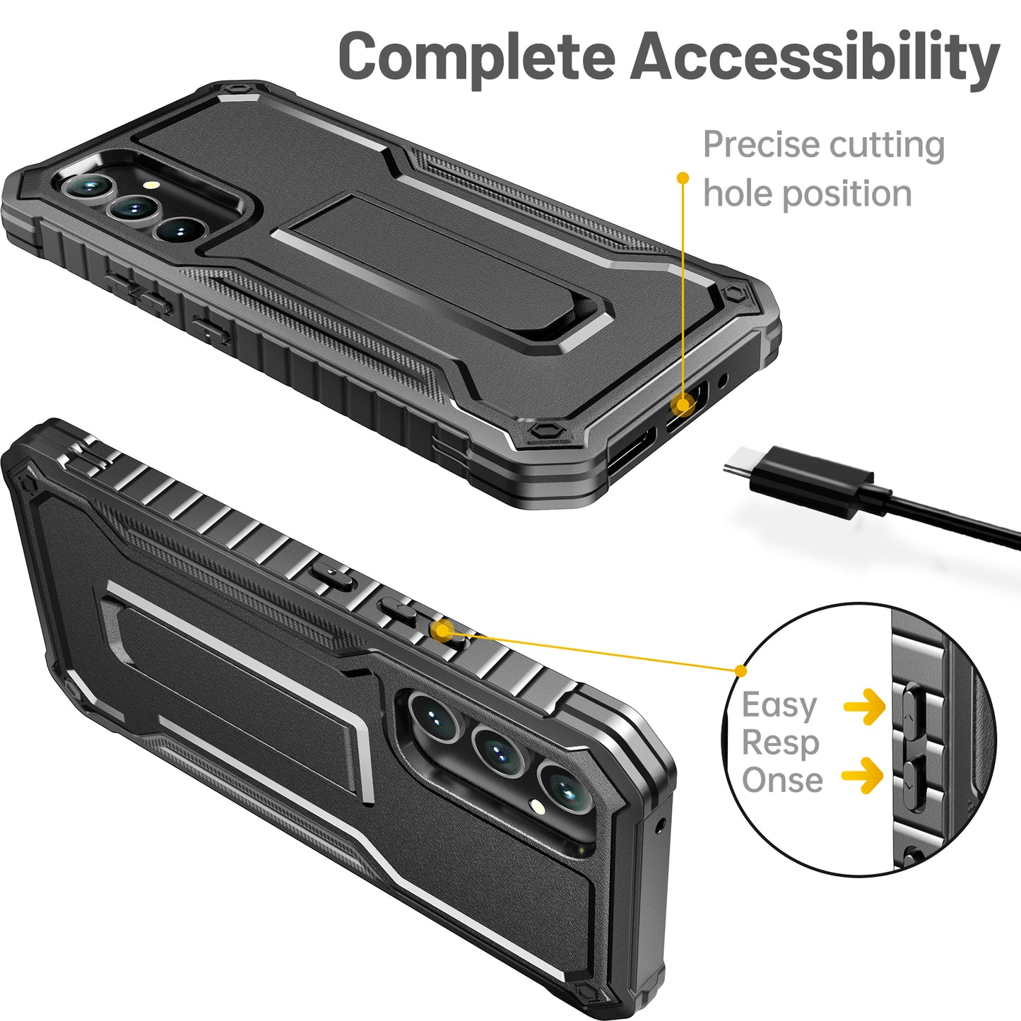 FITO for Samsung Galaxy A54 5G Case, Dual Layer Shockproof Heavy Duty Case Come with Glass Screen Protector, Built-in Kickstand