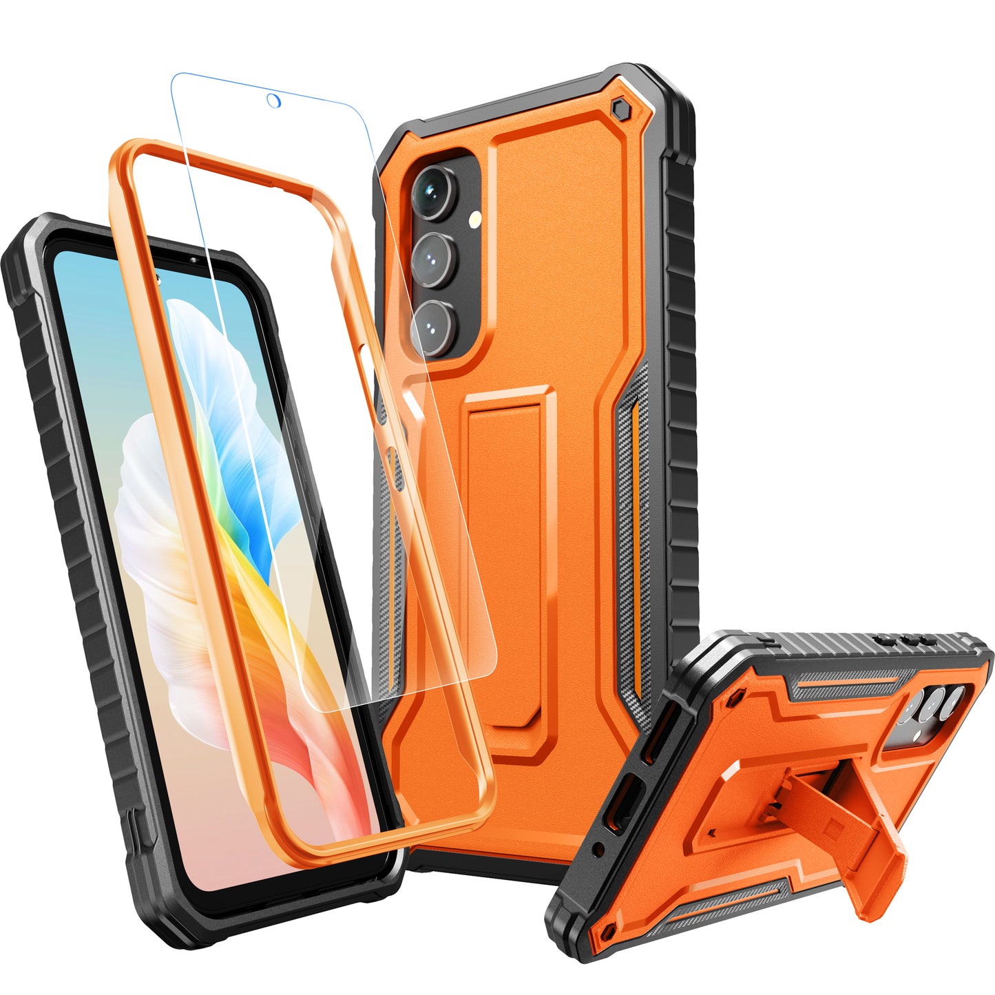 FITO for Samsung Galaxy A54 5G Case, Dual Layer Shockproof Heavy Duty Case Come with Glass Screen Protector, Built-in Kickstand