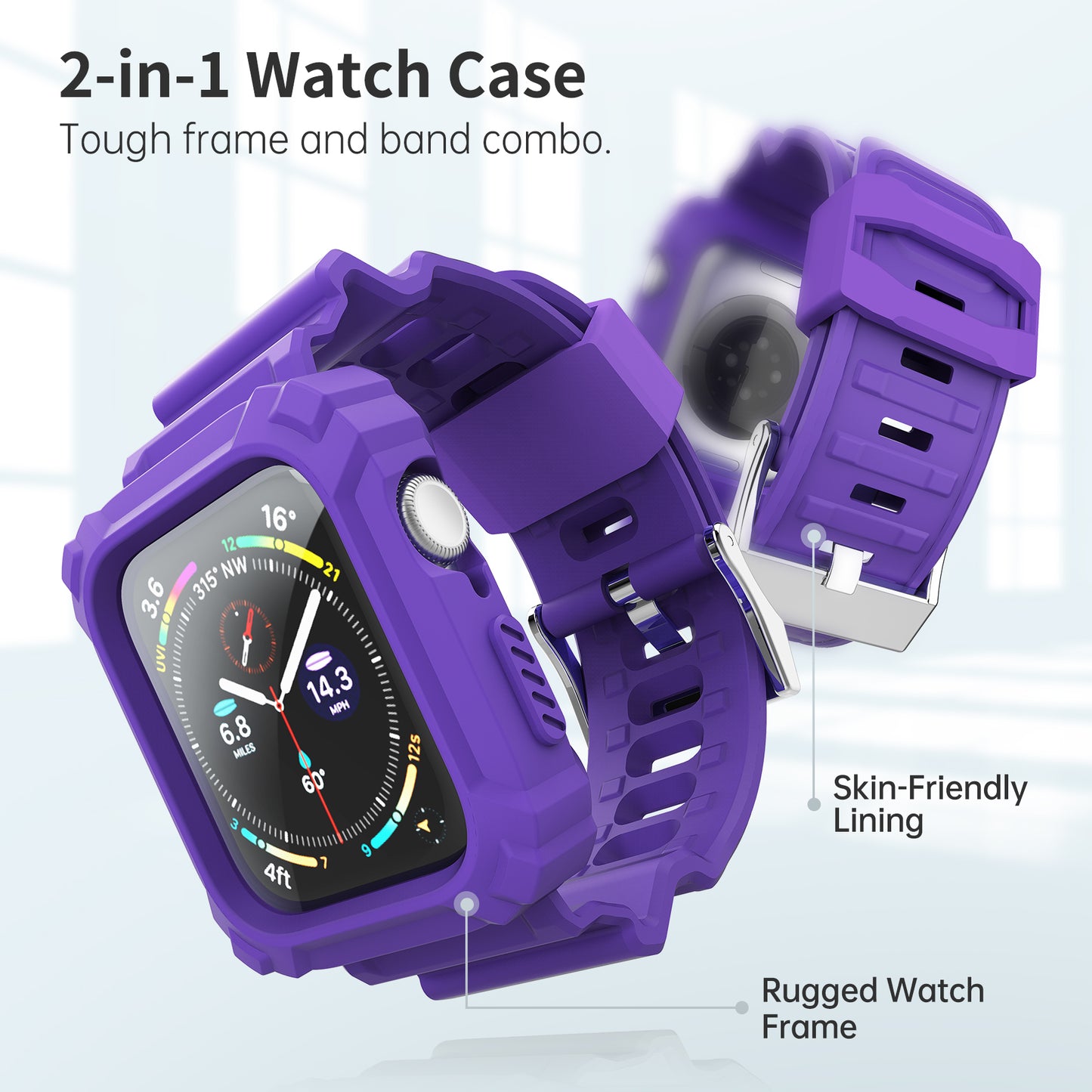 FITO Compatible with Apple Watch Bands 38mm 40mm Series with Case, Rugged Breathable TPU Sport Strap Bands Applicable to iWatch Series 8/SE 2022/7/6/5/4/3/2/1/SE