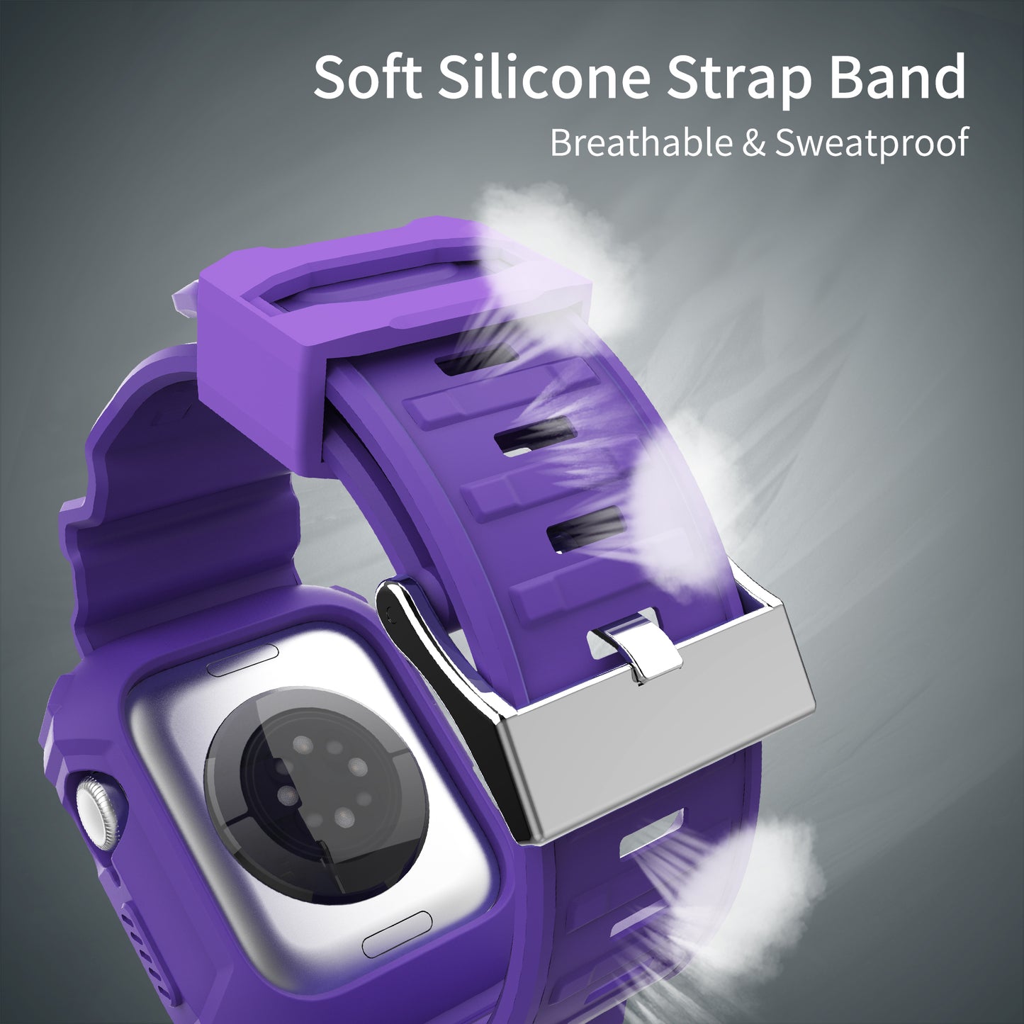 FITO Compatible with Apple Watch Bands 38mm 40mm Series with Case, Rugged Breathable TPU Sport Strap Bands Applicable to iWatch Series 8/SE 2022/7/6/5/4/3/2/1/SE