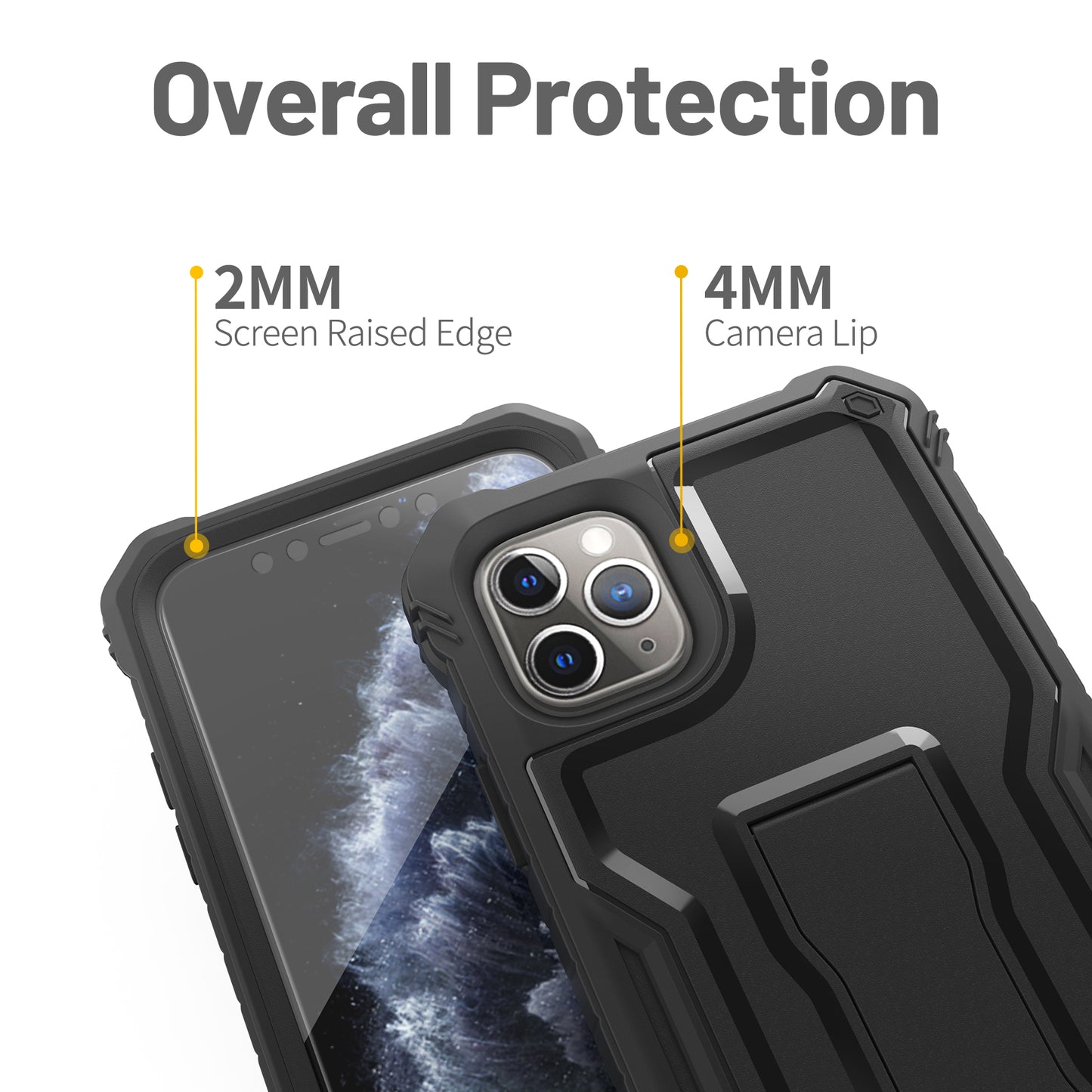 FITO Compatible with iPhone 11 Pro Max Case, Dual Layer Shockproof Heavy Duty Case with Screen Protector for iPhone 11 Pro Max and iPhone Xs Max 6.5 inch Phone, Built-in Kickstand