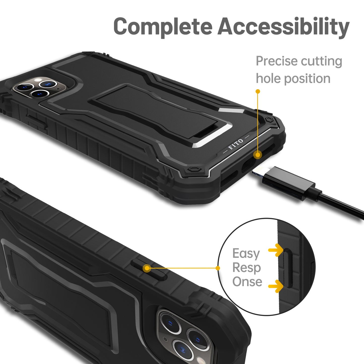 FITO Compatible with iPhone 11 Pro Max Case, Dual Layer Shockproof Heavy Duty Case with Screen Protector for iPhone 11 Pro Max and iPhone Xs Max 6.5 inch Phone, Built-in Kickstand