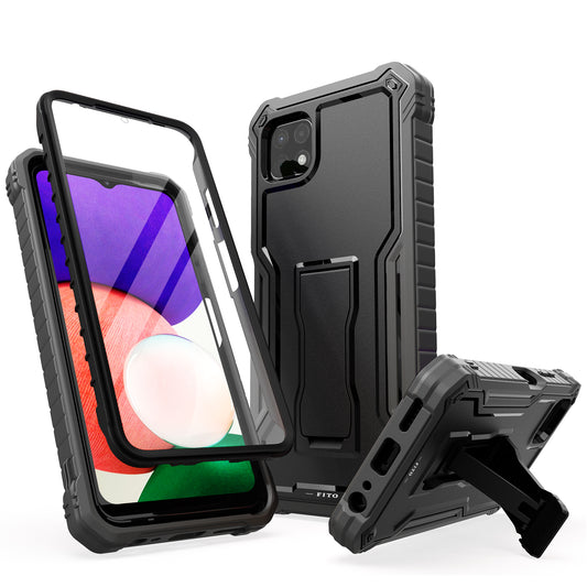 FITO Samsung Galaxy A22 5G Case, Dual Layer Shockproof Heavy Duty Case for Samsung A22 5G Phone with Screen Protector, Built-in Kickstand