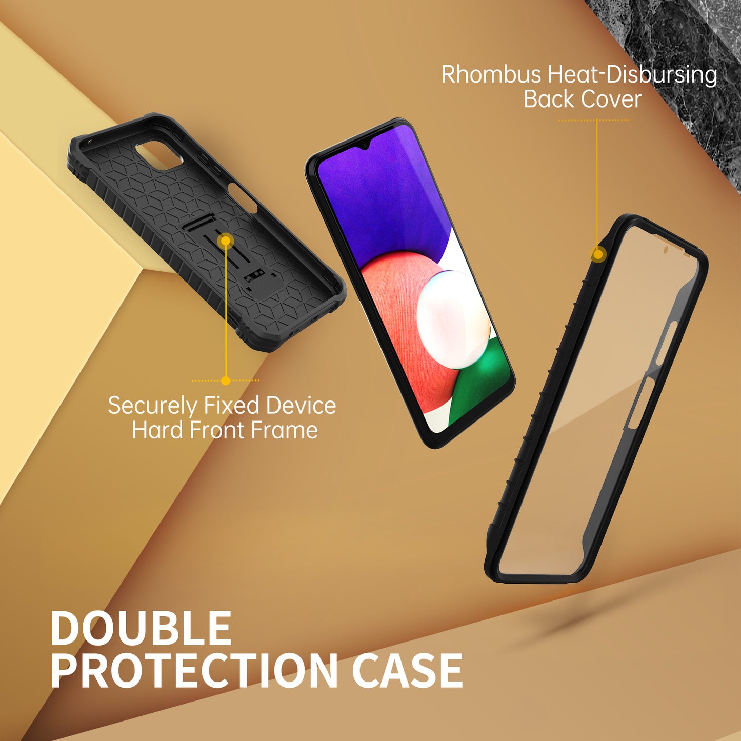 FITO Samsung Galaxy A22 5G Case, Dual Layer Shockproof Heavy Duty Case for Samsung A22 5G Phone with Screen Protector, Built-in Kickstand