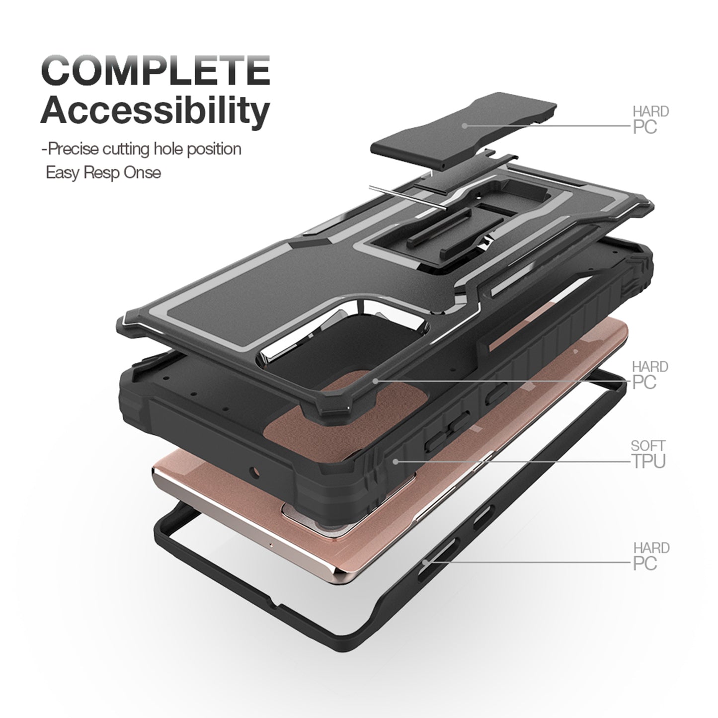 FITO Samsung Galaxy Note 20 Case, Dual Layer Shockproof Heavy Duty Case for Samsung Note 20 5G Phone Without Screen Protector, Built-in Kickstand