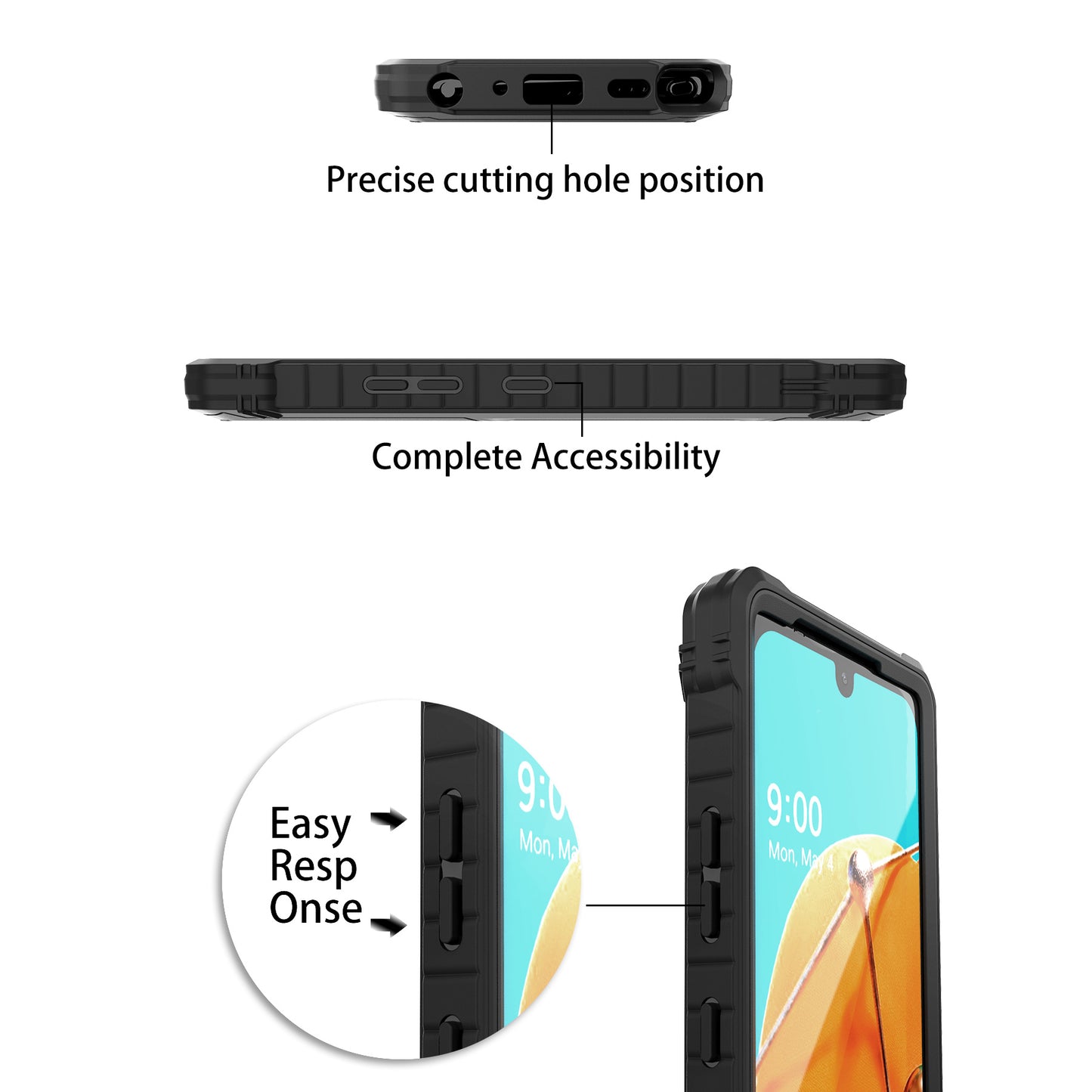 FITO for LG K51 Phone Case, Dual Layer Shockproof Heavy Duty Case for LG K51 Without Screen Protector, Built-in Kickstand