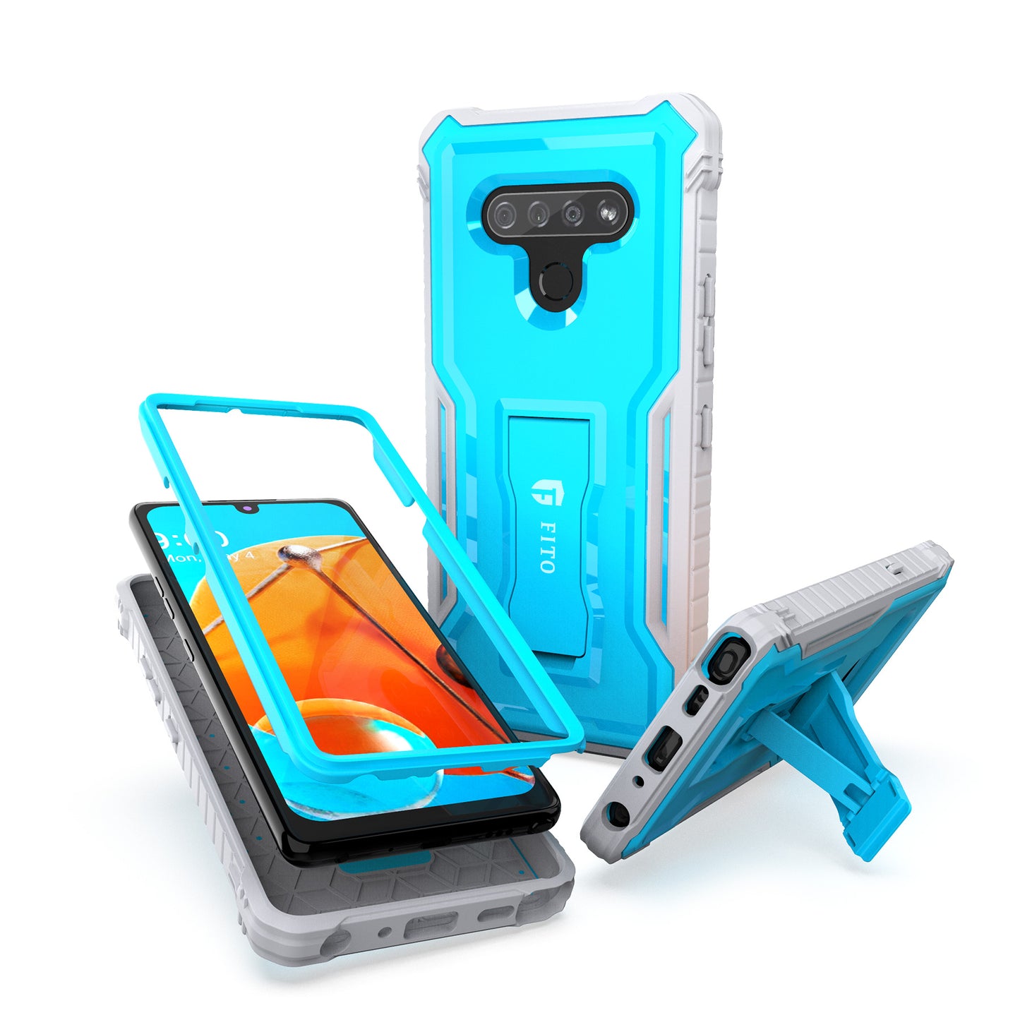 FITO for LG K51 Phone Case, Dual Layer Shockproof Heavy Duty Case for LG K51 Without Screen Protector, Built-in Kickstand