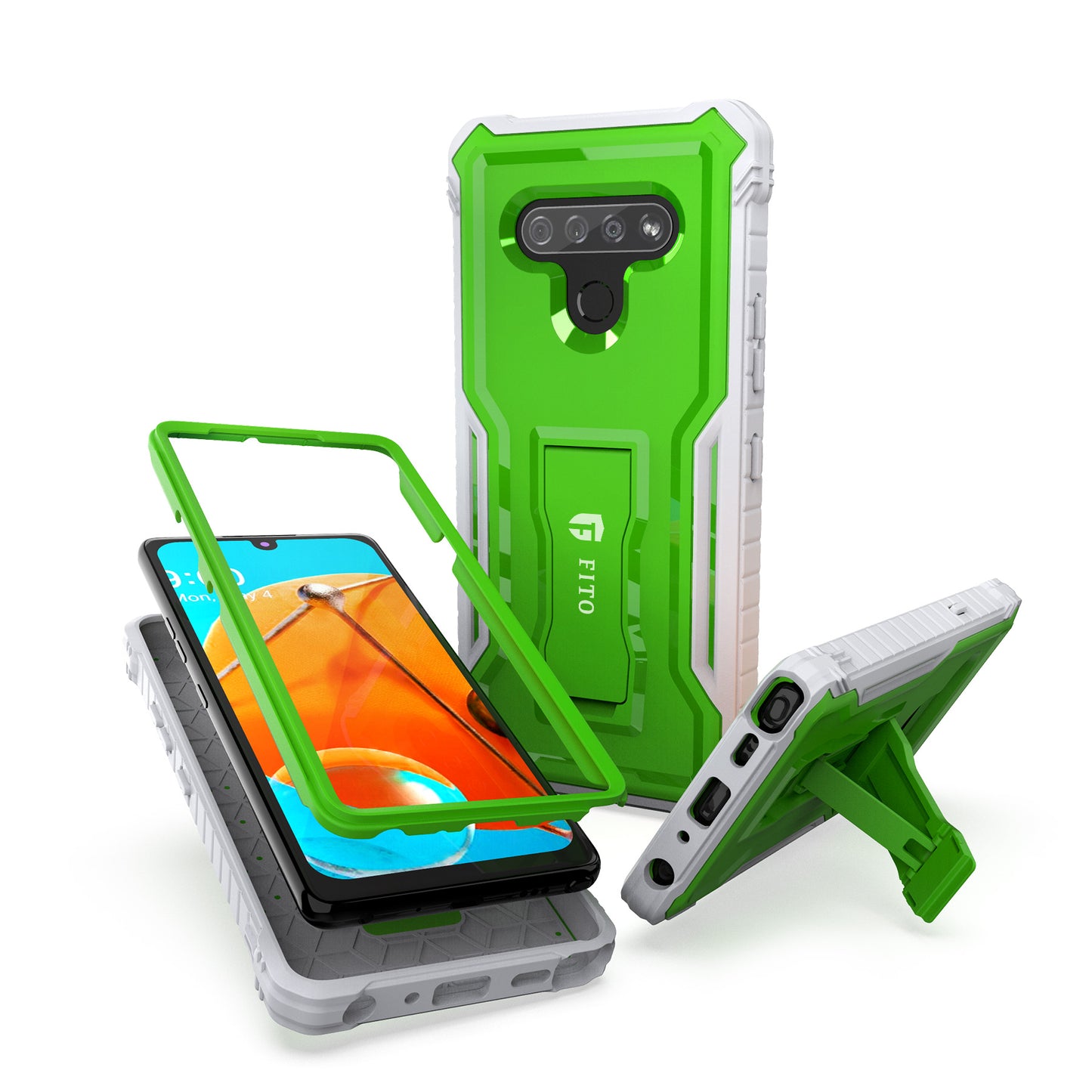 FITO for LG K51 Phone Case, Dual Layer Shockproof Heavy Duty Case for LG K51 Without Screen Protector, Built-in Kickstand