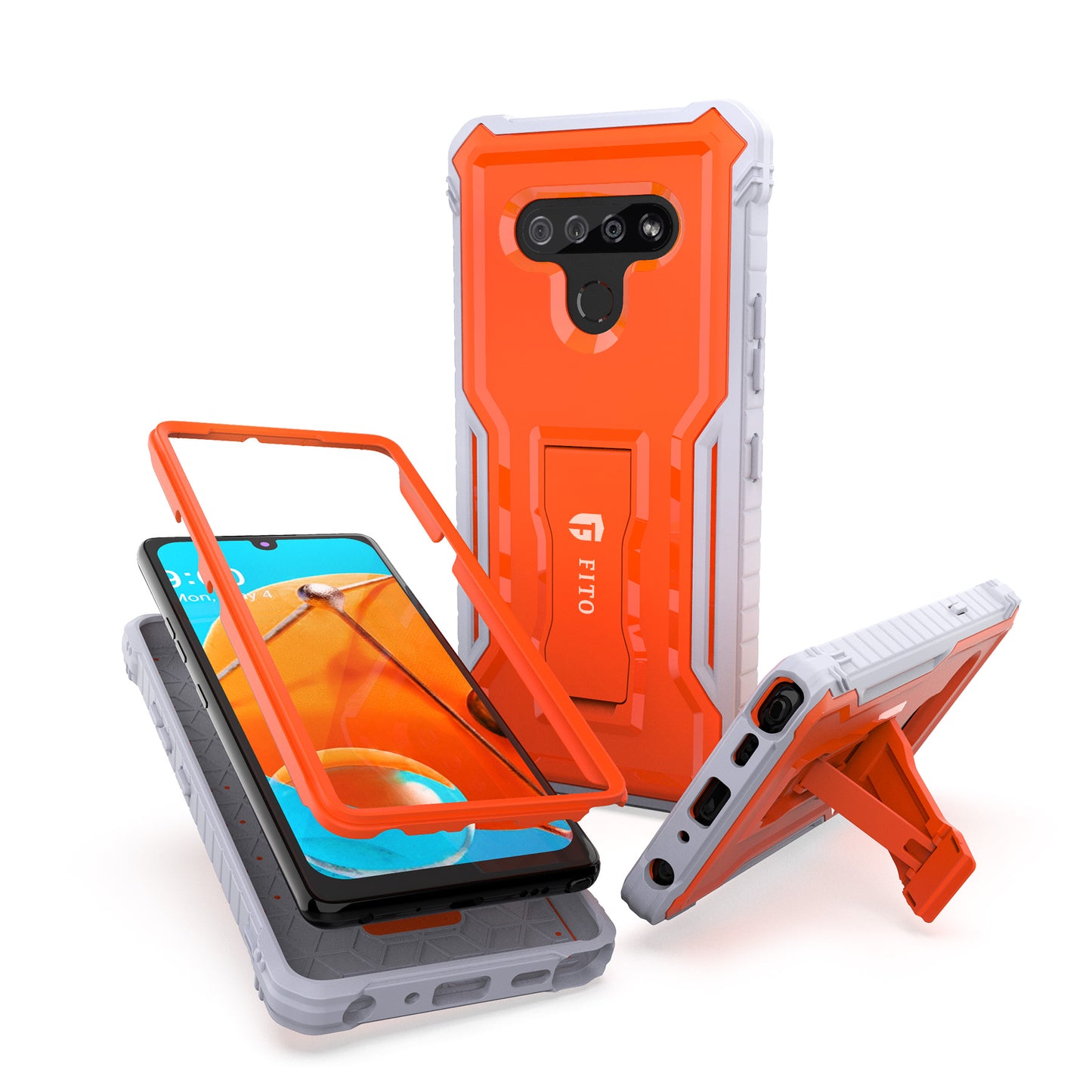 FITO for LG K51 Phone Case, Dual Layer Shockproof Heavy Duty Case for LG K51 Without Screen Protector, Built-in Kickstand