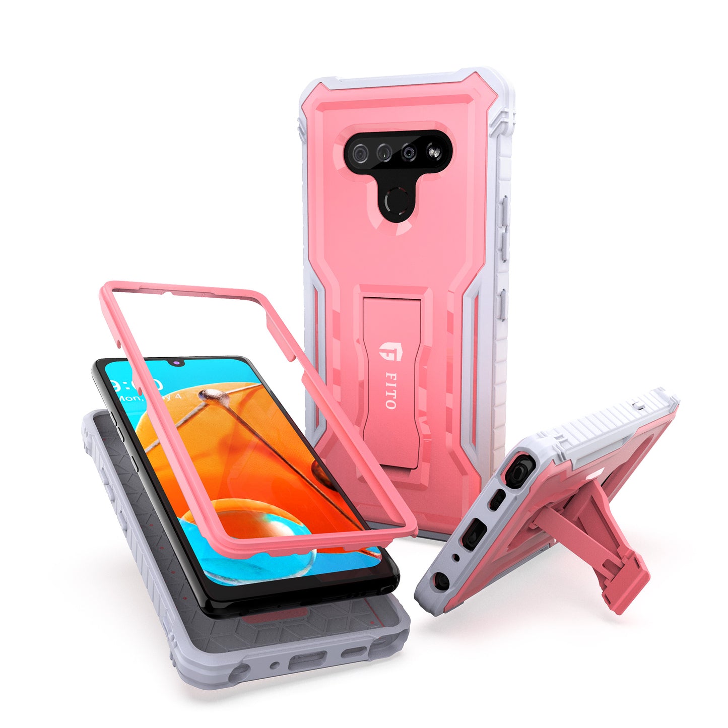 FITO for LG K51 Phone Case, Dual Layer Shockproof Heavy Duty Case for LG K51 Without Screen Protector, Built-in Kickstand