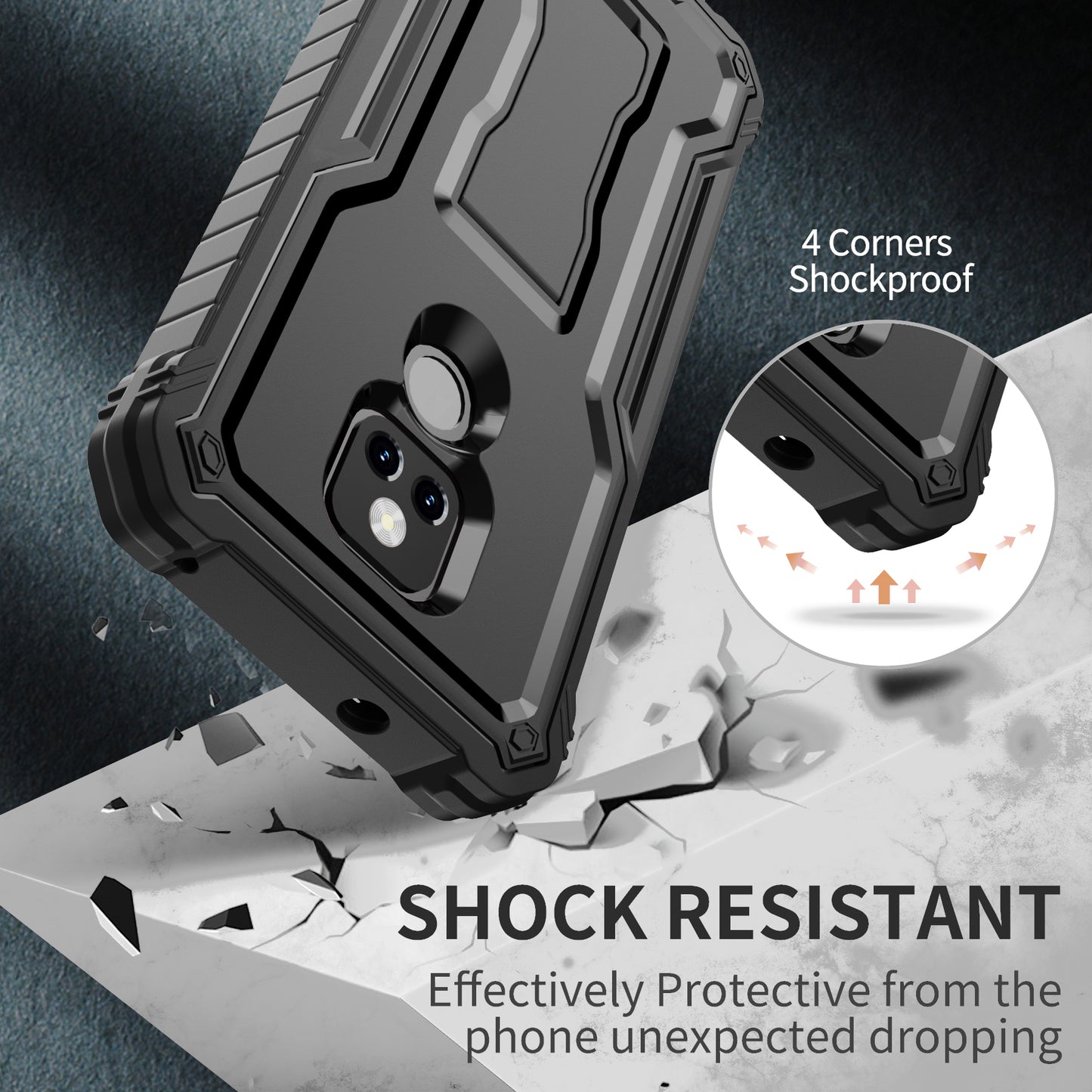 FITO for Moto G Play 2021 Case, Dual Layer Shockproof Heavy Duty Case with Screen Protector Built-in Kickstand