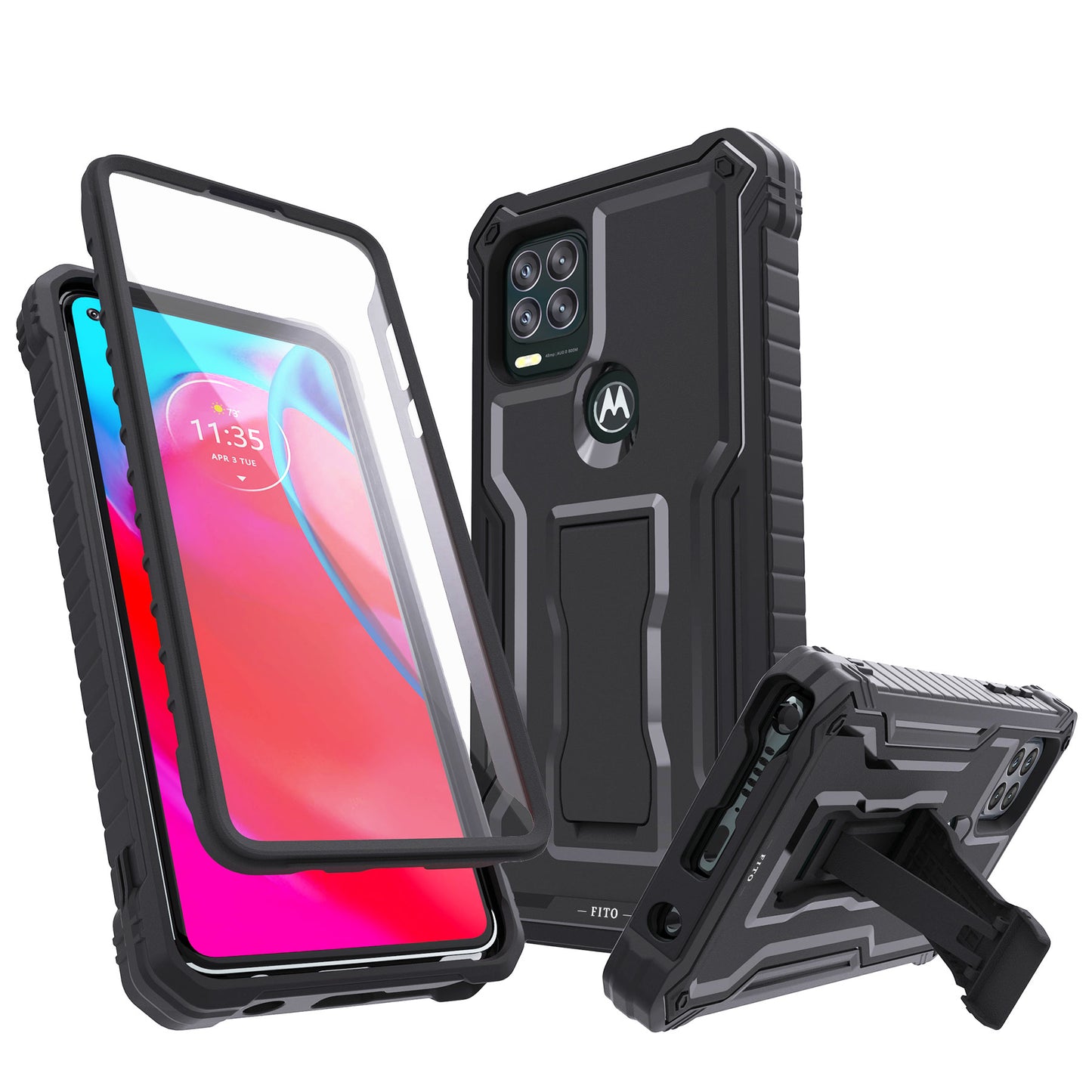FITO for Moto G Stylus 5G Case, Dual Layer Shockproof Heavy Duty Case for Motorola G Stylus 5G Phone with Screen Protector, Built-in Kickstand