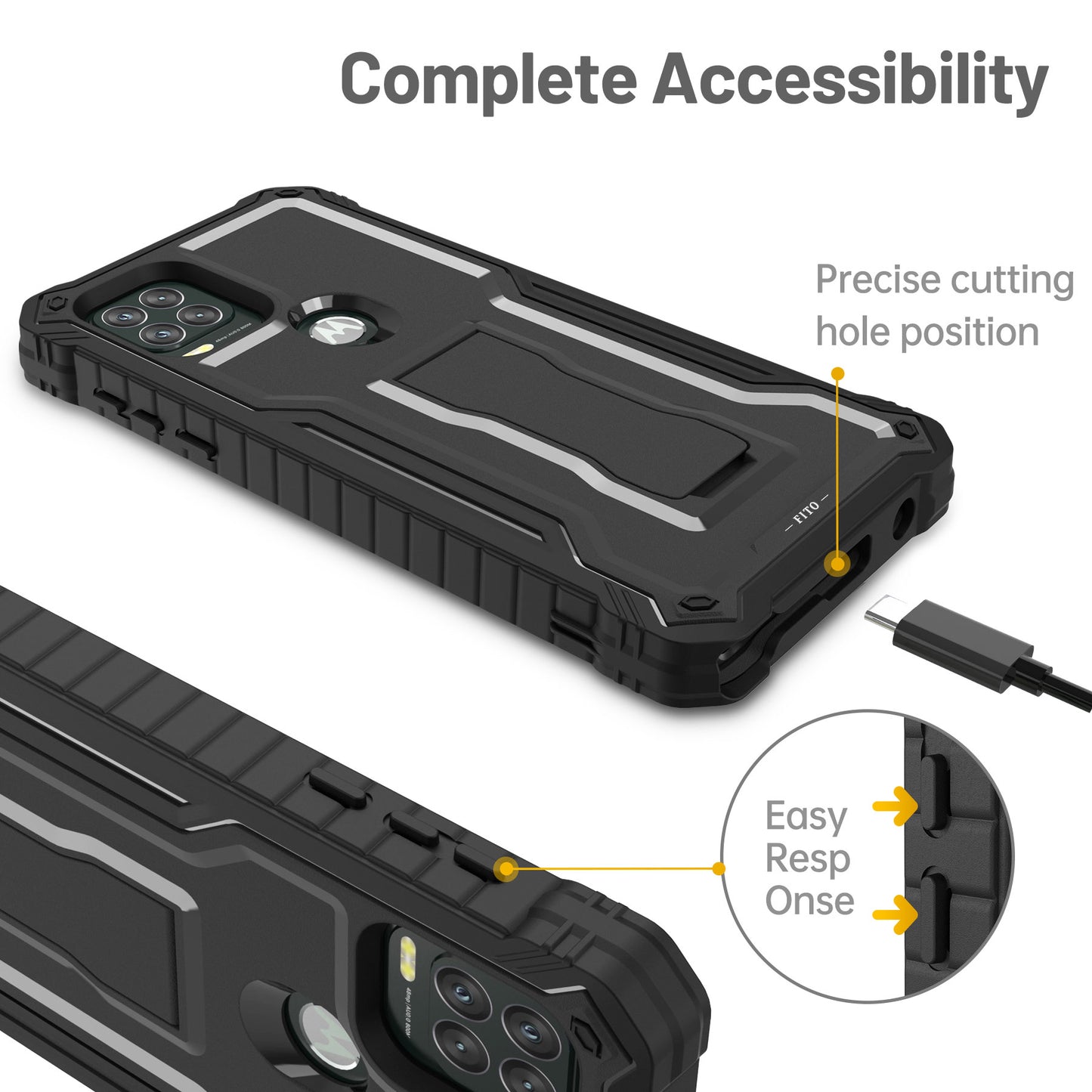 FITO for Moto G Stylus 5G Case, Dual Layer Shockproof Heavy Duty Case for Motorola G Stylus 5G Phone with Screen Protector, Built-in Kickstand