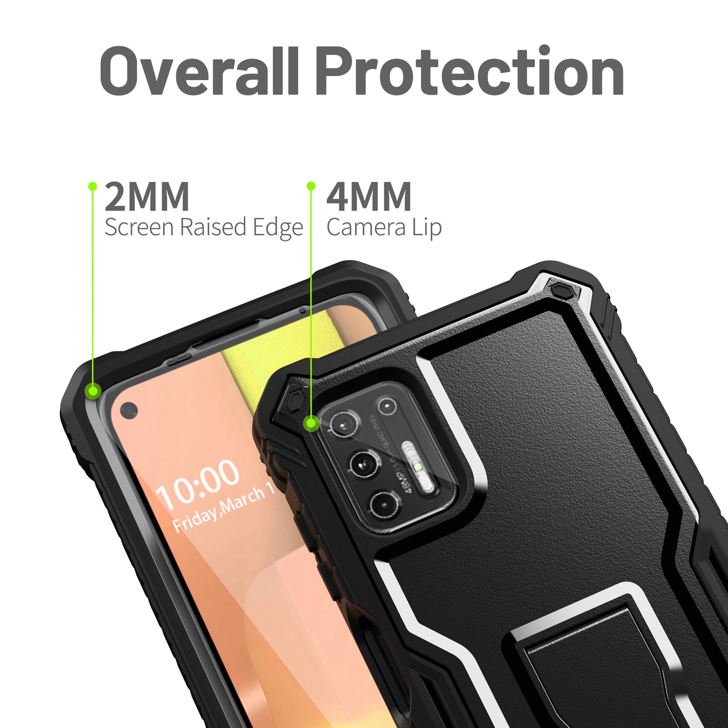 FITO for Moto G Stylus 2021 Case, Dual Layer Shockproof Heavy Duty Case for Motorola G Stylus 2021 Phone with Screen Protector, Built-in Kickstand