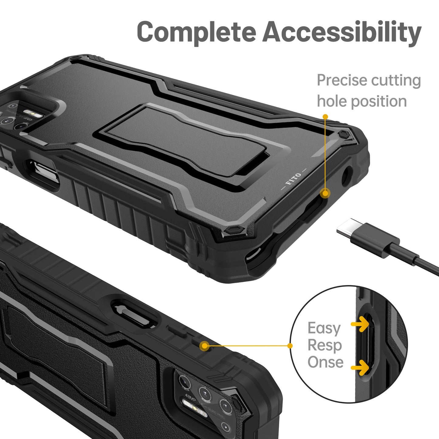 FITO for Moto G Stylus 2021 Case, Dual Layer Shockproof Heavy Duty Case for Motorola G Stylus 2021 Phone with Screen Protector, Built-in Kickstand
